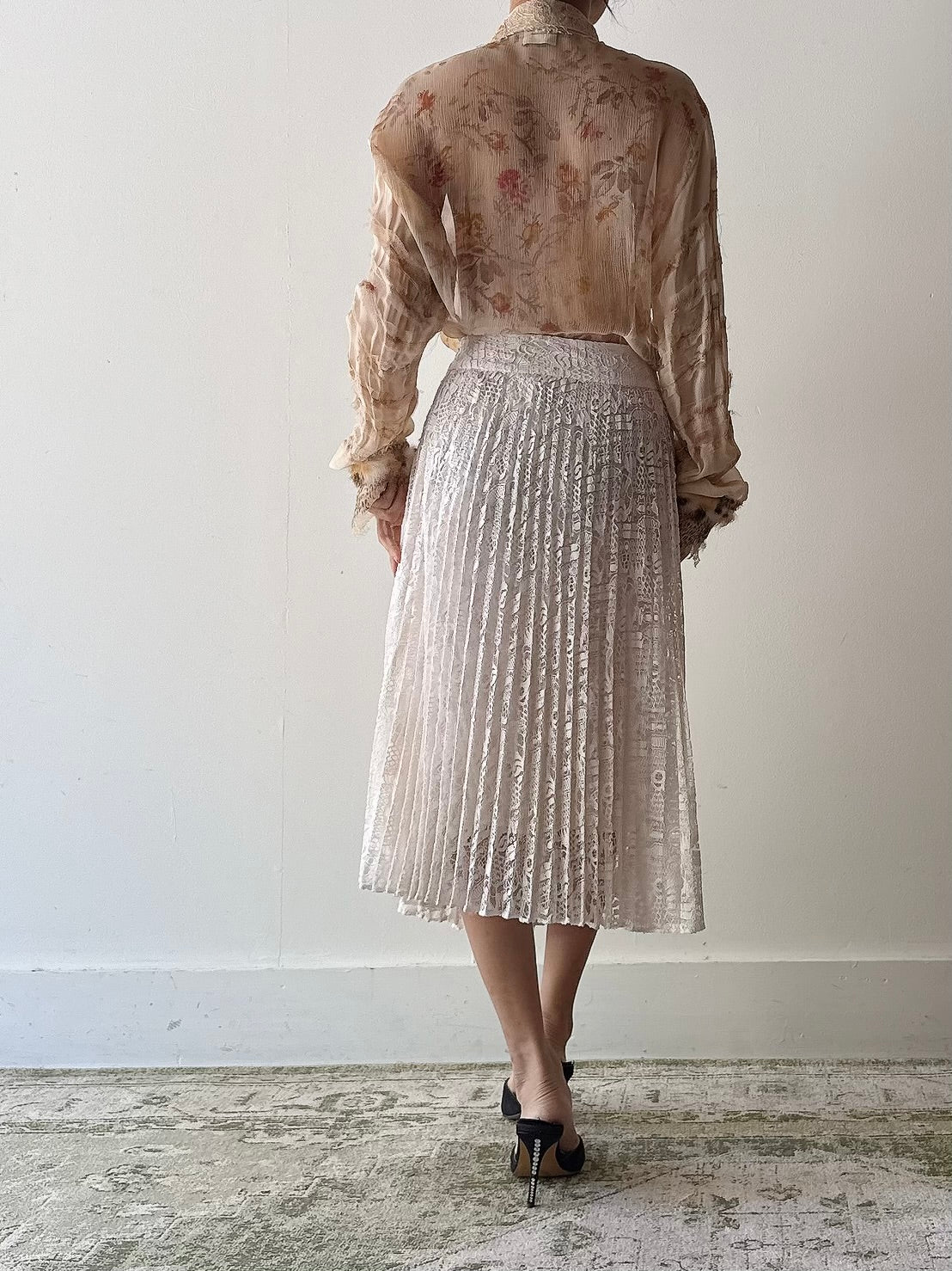 Vintage Gio Mattiolo Silk Lace Skirt - L