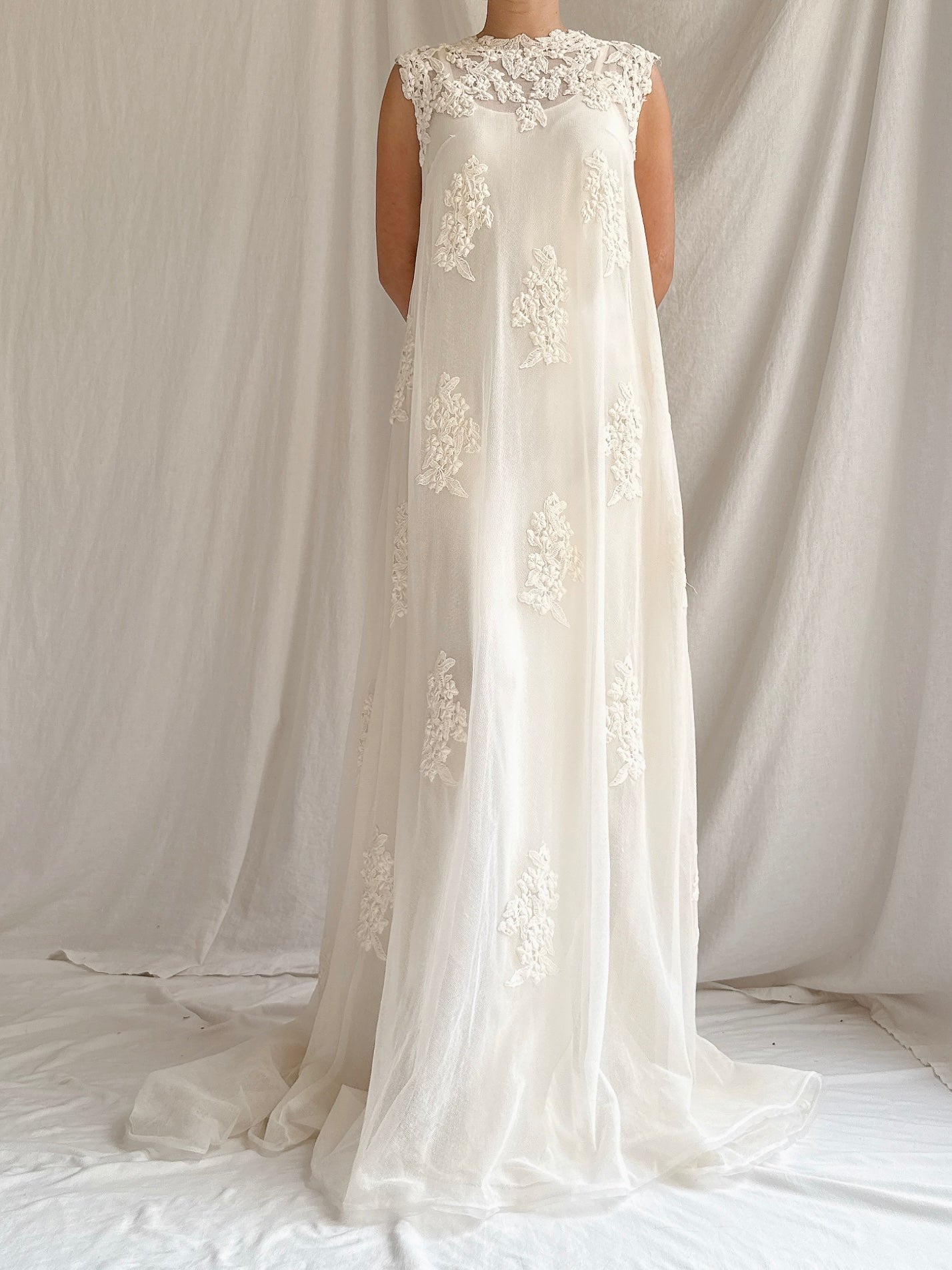 1960s Tulle Embroidered Dress - Size 2/XS