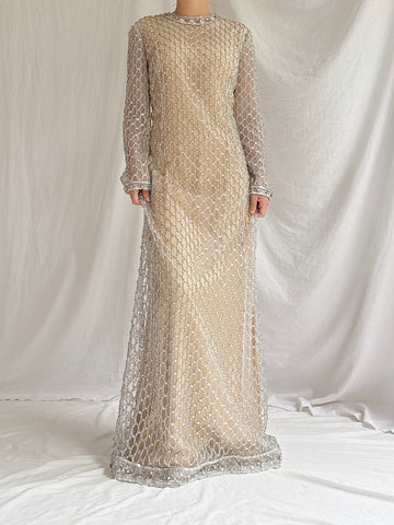 1960s Sequins Net Dress - M