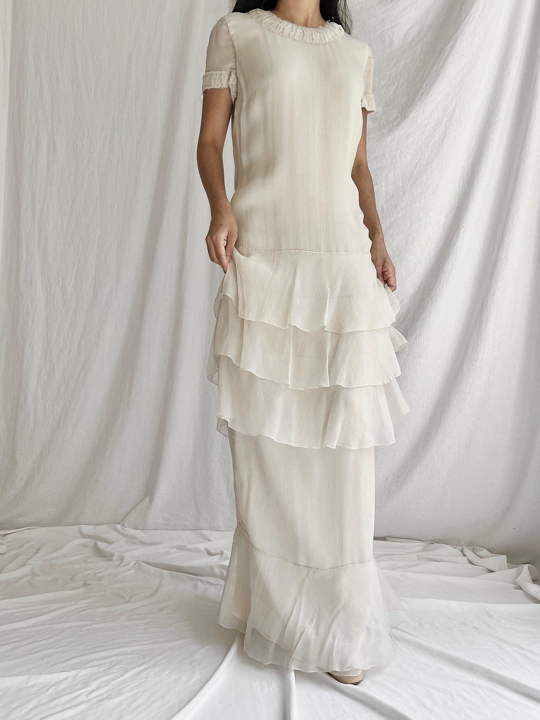 J. Mendel Oyster Silk Chiffon Gown - M