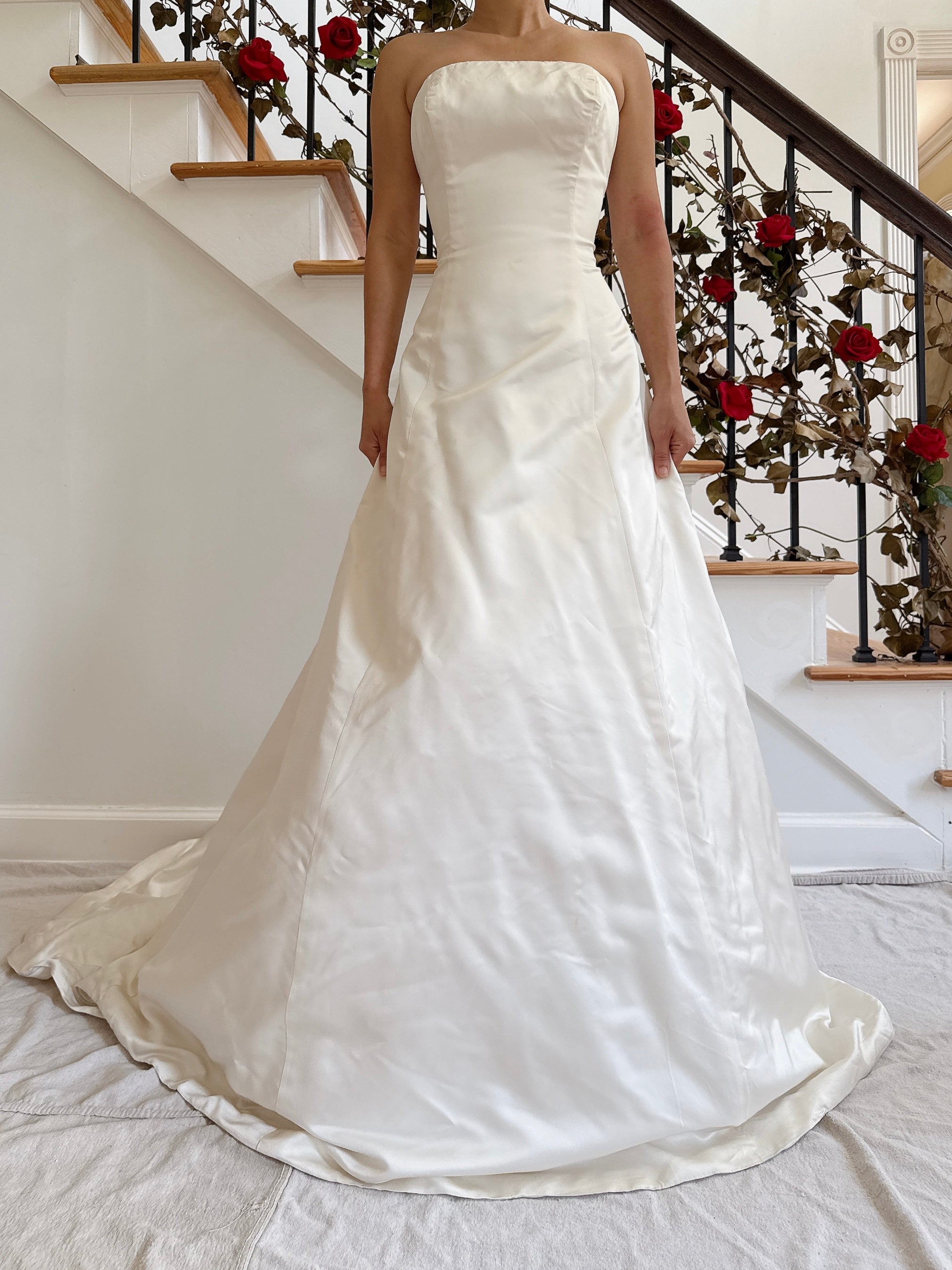 Vintage Amsale Silk Strapless Gown - 33.5B/27W/54L from mid bust, 62L from shoulder strap