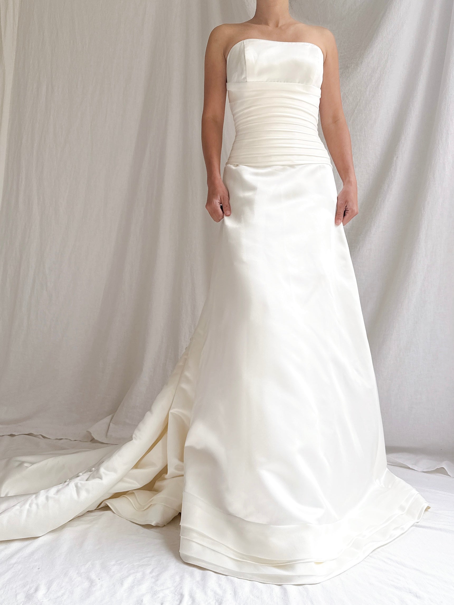 Vintage Satin Strapless Gown - M