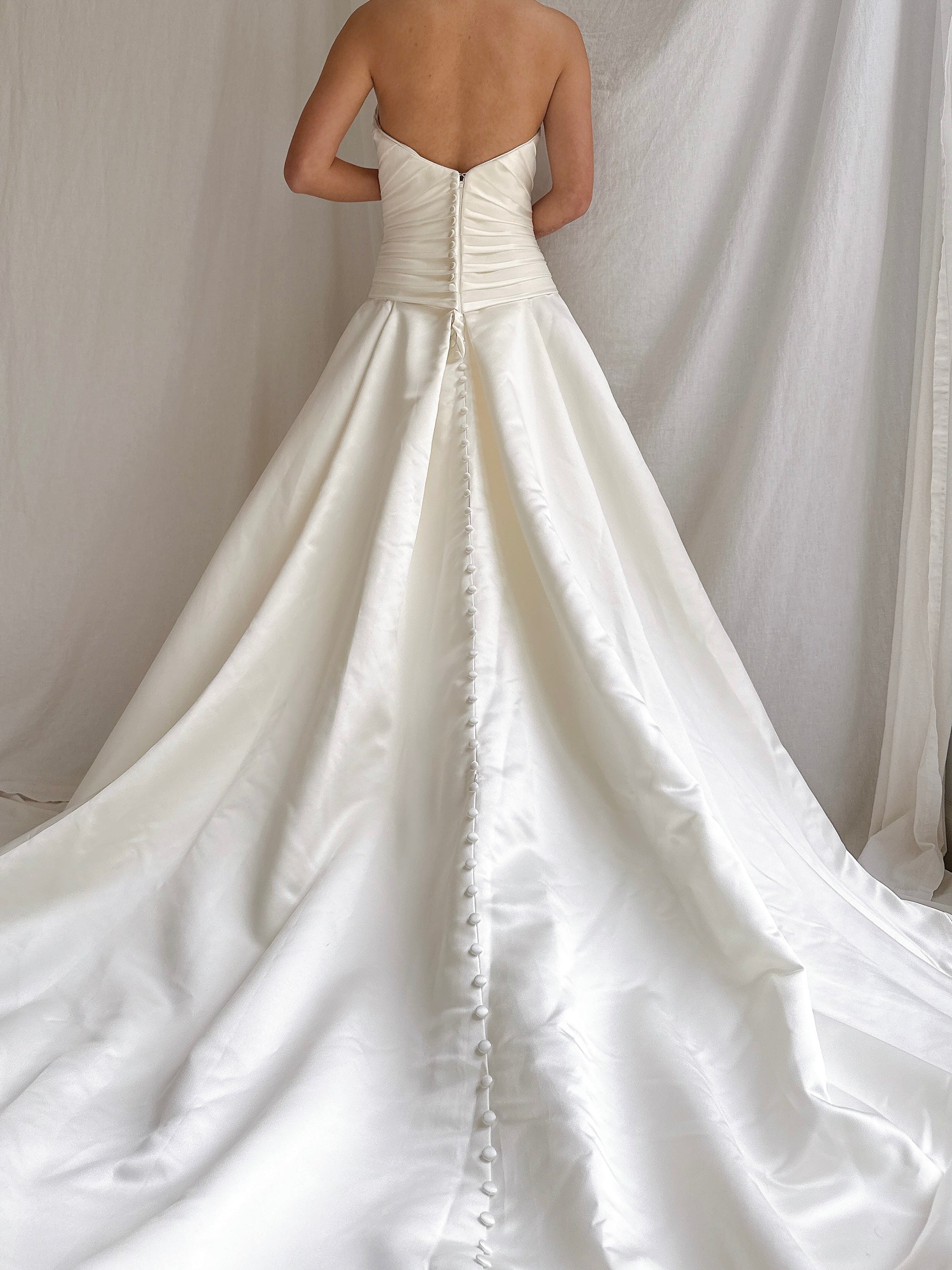 Vintage Satin Strapless Gown - M