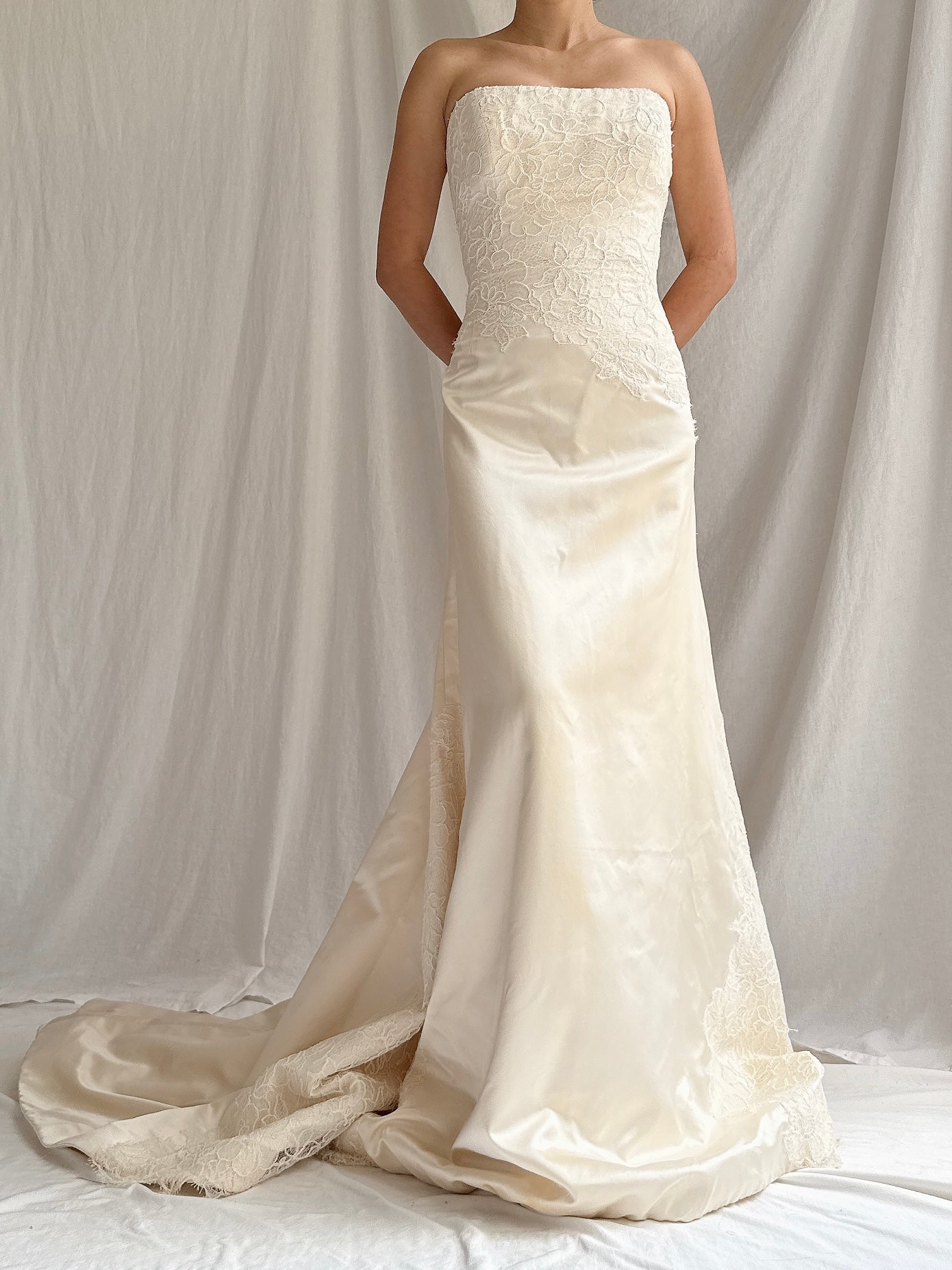 Vintage Miosa Couture Silk Strapless Gown - S/M