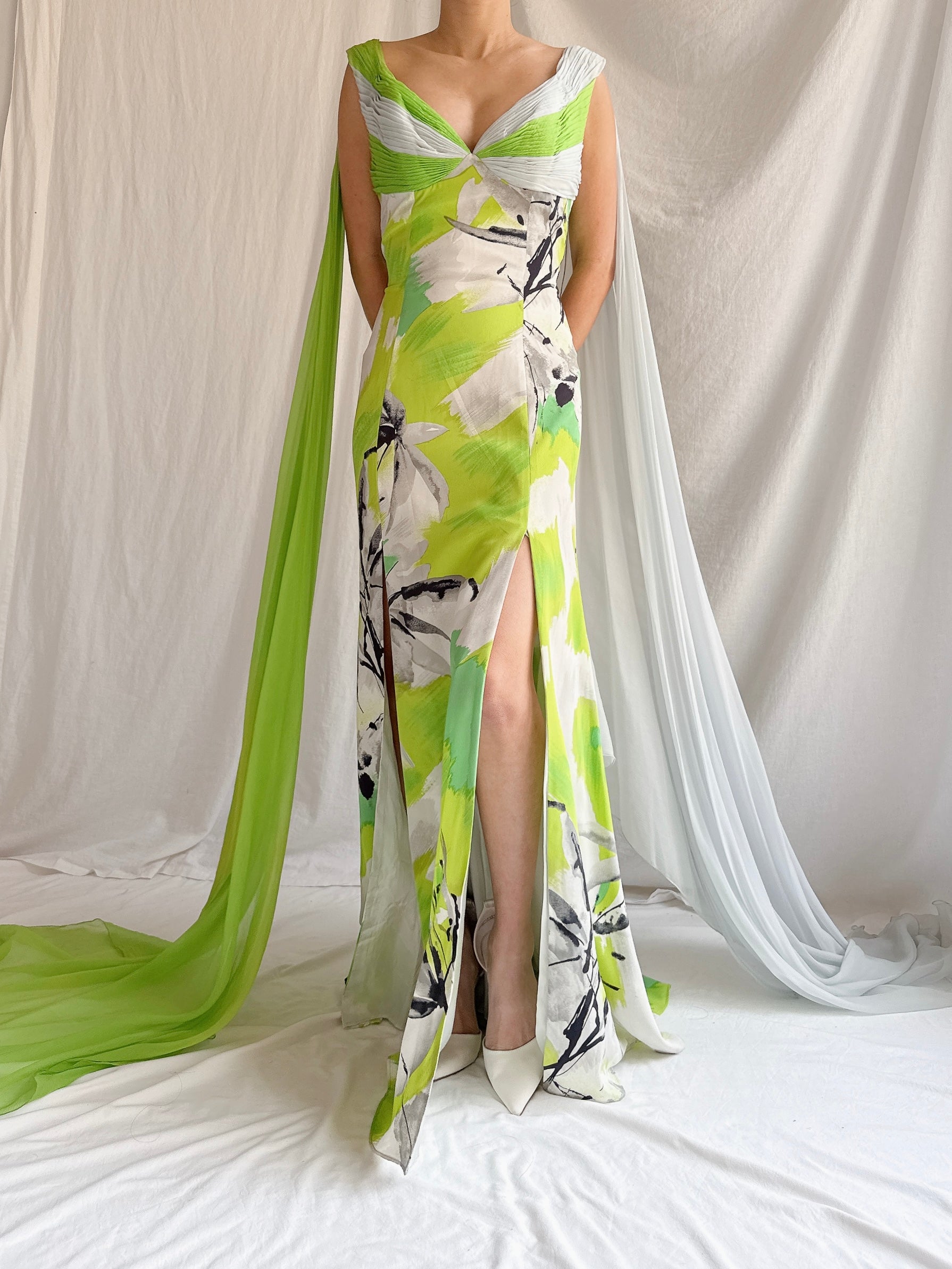 Vintage Thierry Huet Silk Abstract Gown - S