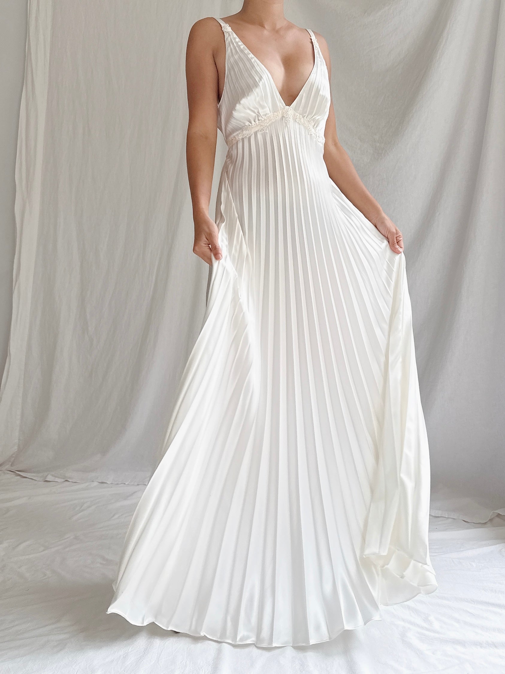 Vintage Pleated Slip Dress - S-M