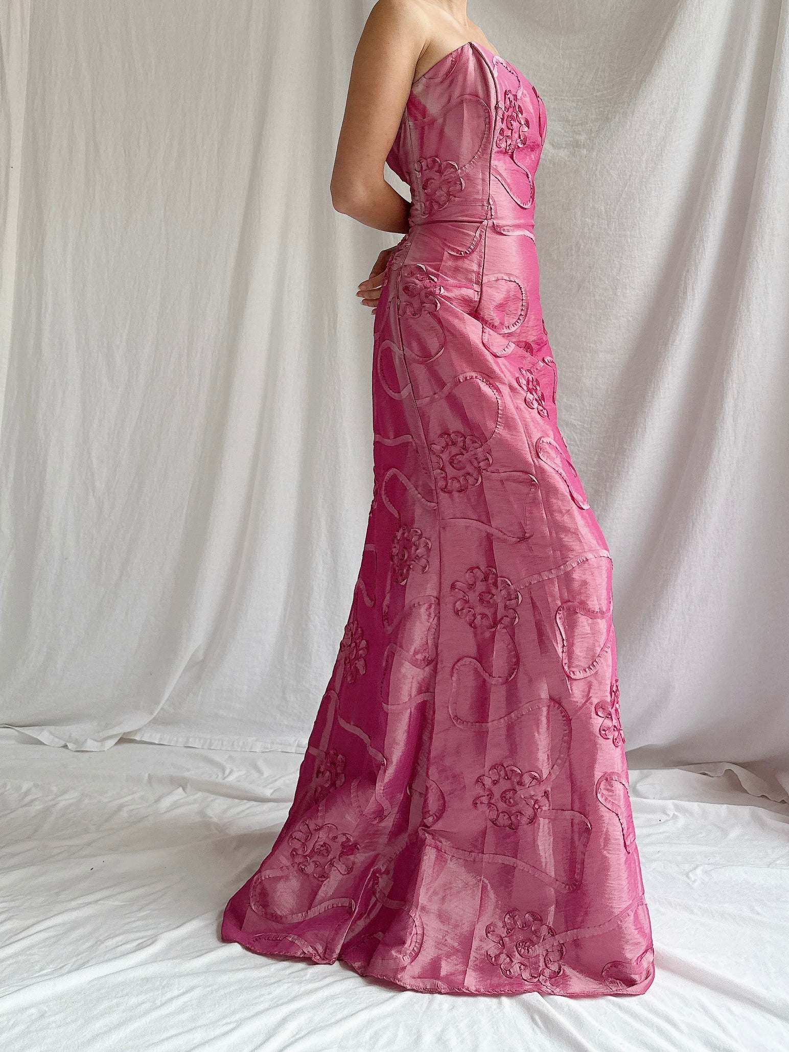 Vintage Taffeta Strapless Gown - S