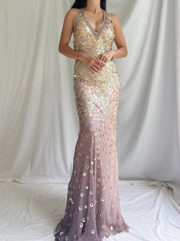 Vintage Ombre Sequins Gown - S/M