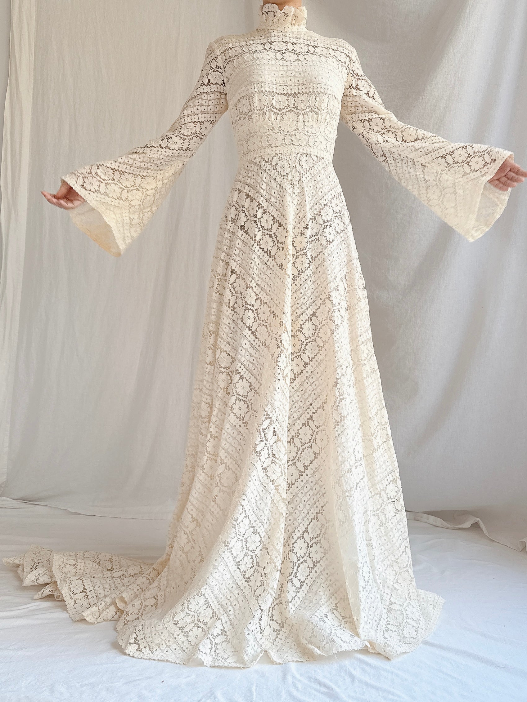 1970s Cotton Crochet Dress - S