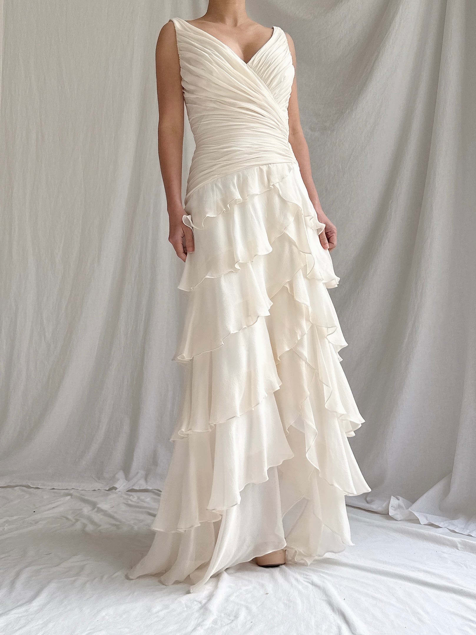 Vintage Silk Ruffled Dress - XS