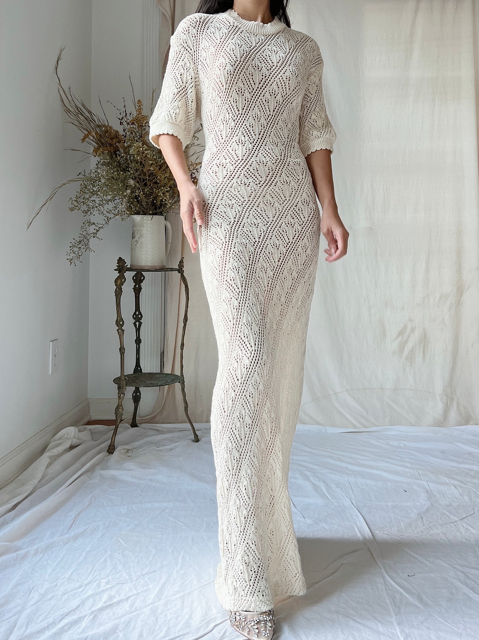 Vintage Bonnie Strauss Knit Crochet Dress - S Vintage Bonnie Strauss Knit Crochet Dress - S