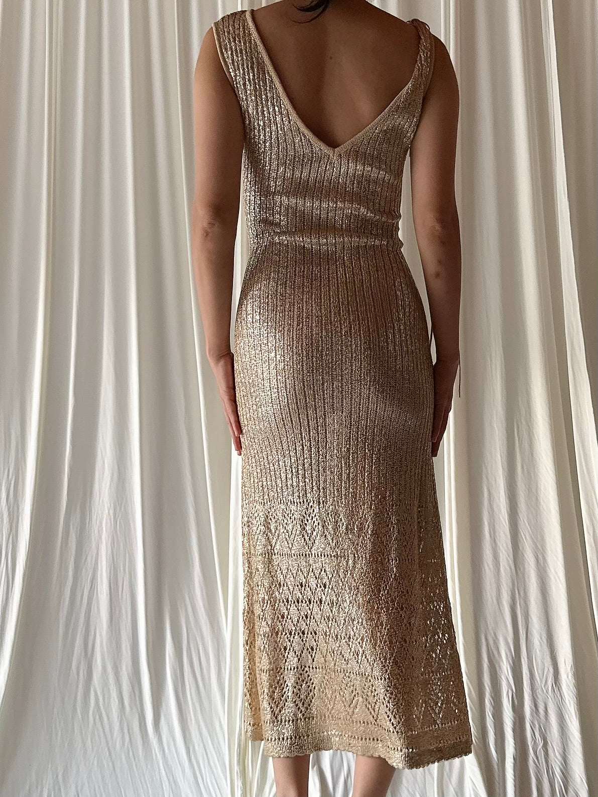 Vintage BJ Knits Gold Dress - M/L