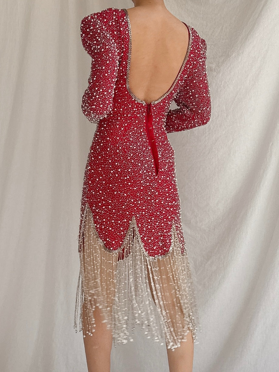 Vintage Silk Chiffon Beaded Dress - XS/2