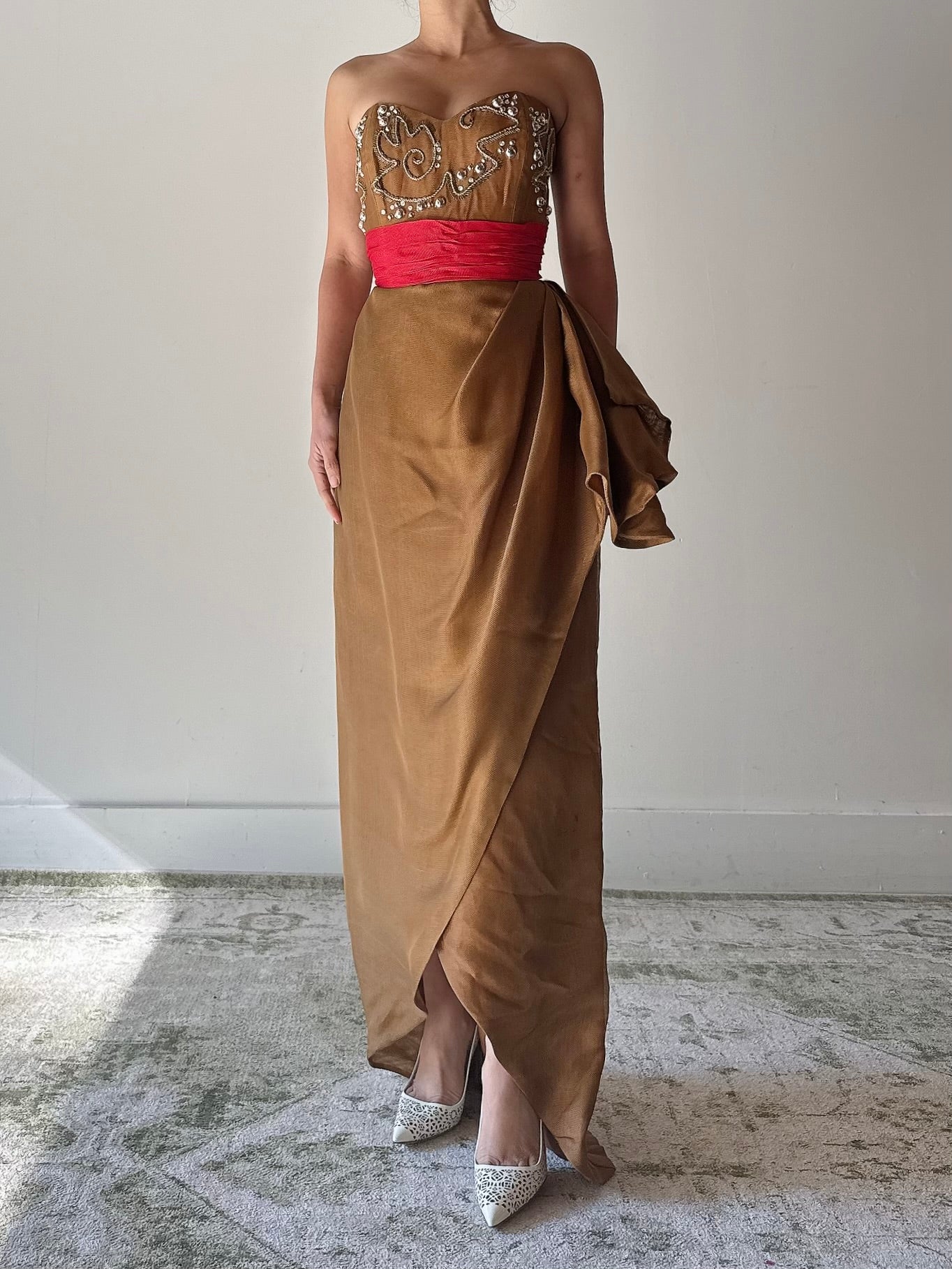Vintage Stara Paris Silk Woven Gown - S