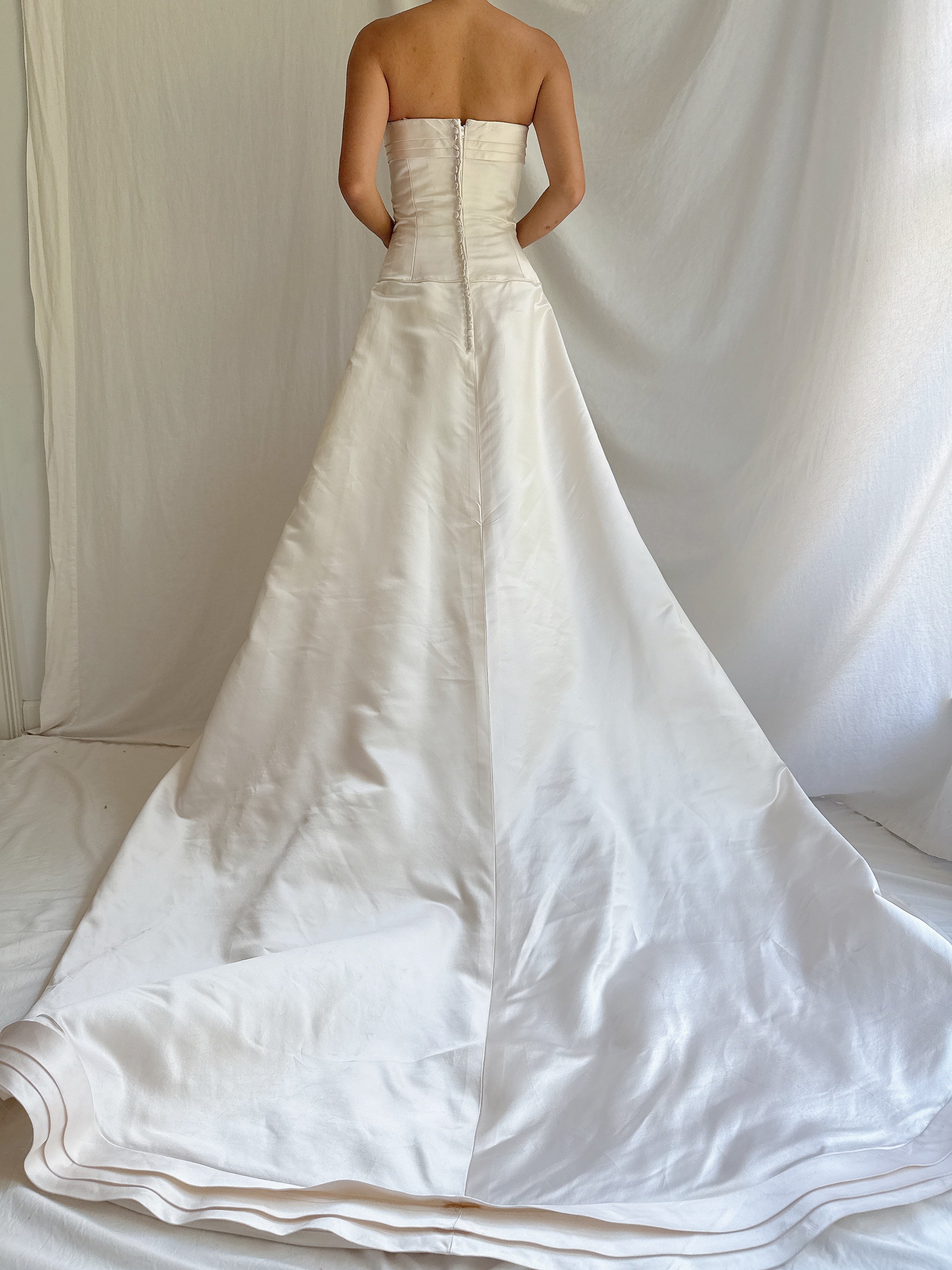 Vintage Silk Satin Strapless Gown - M