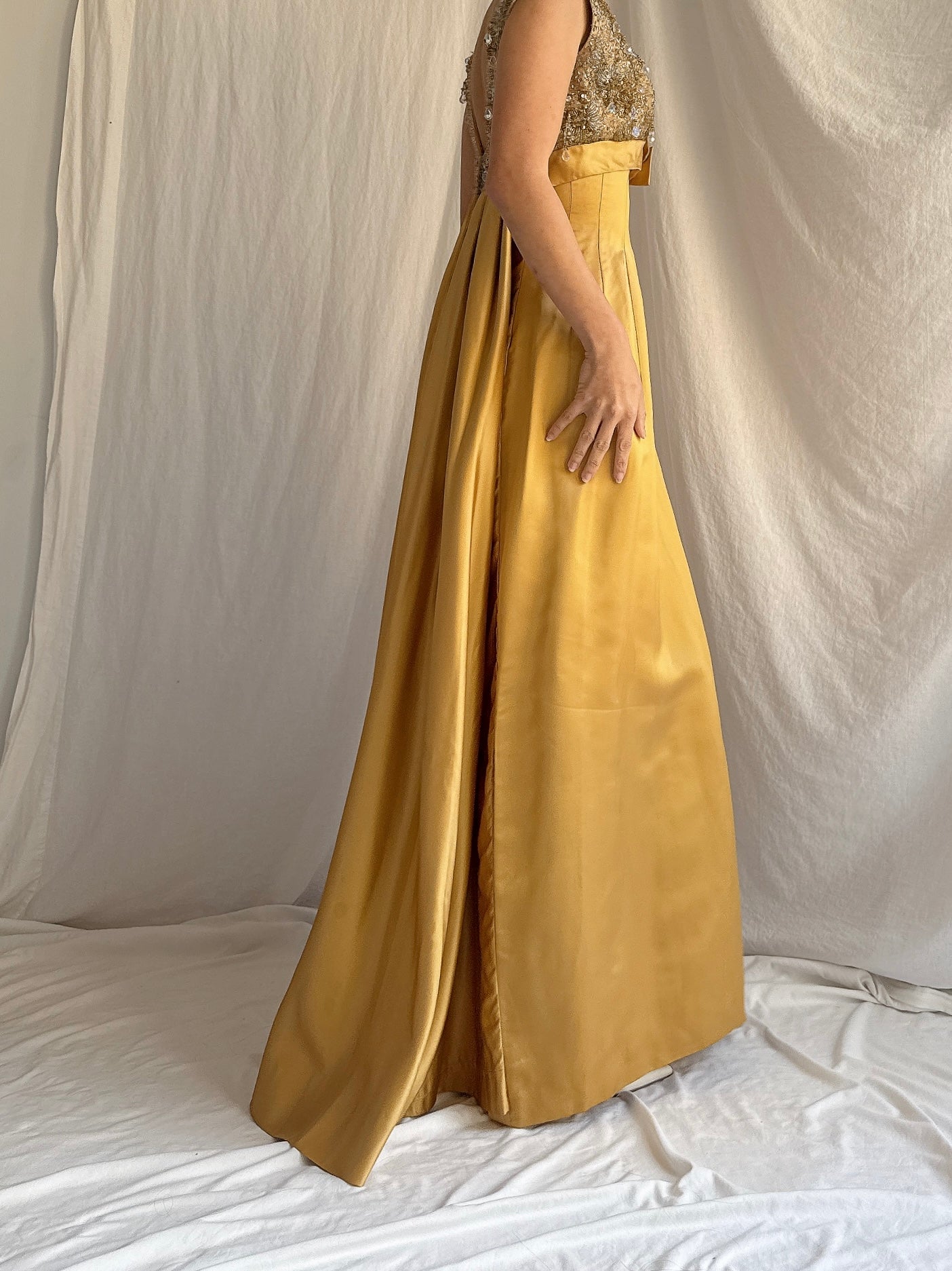 1960s Mustard Silk Gown - XS