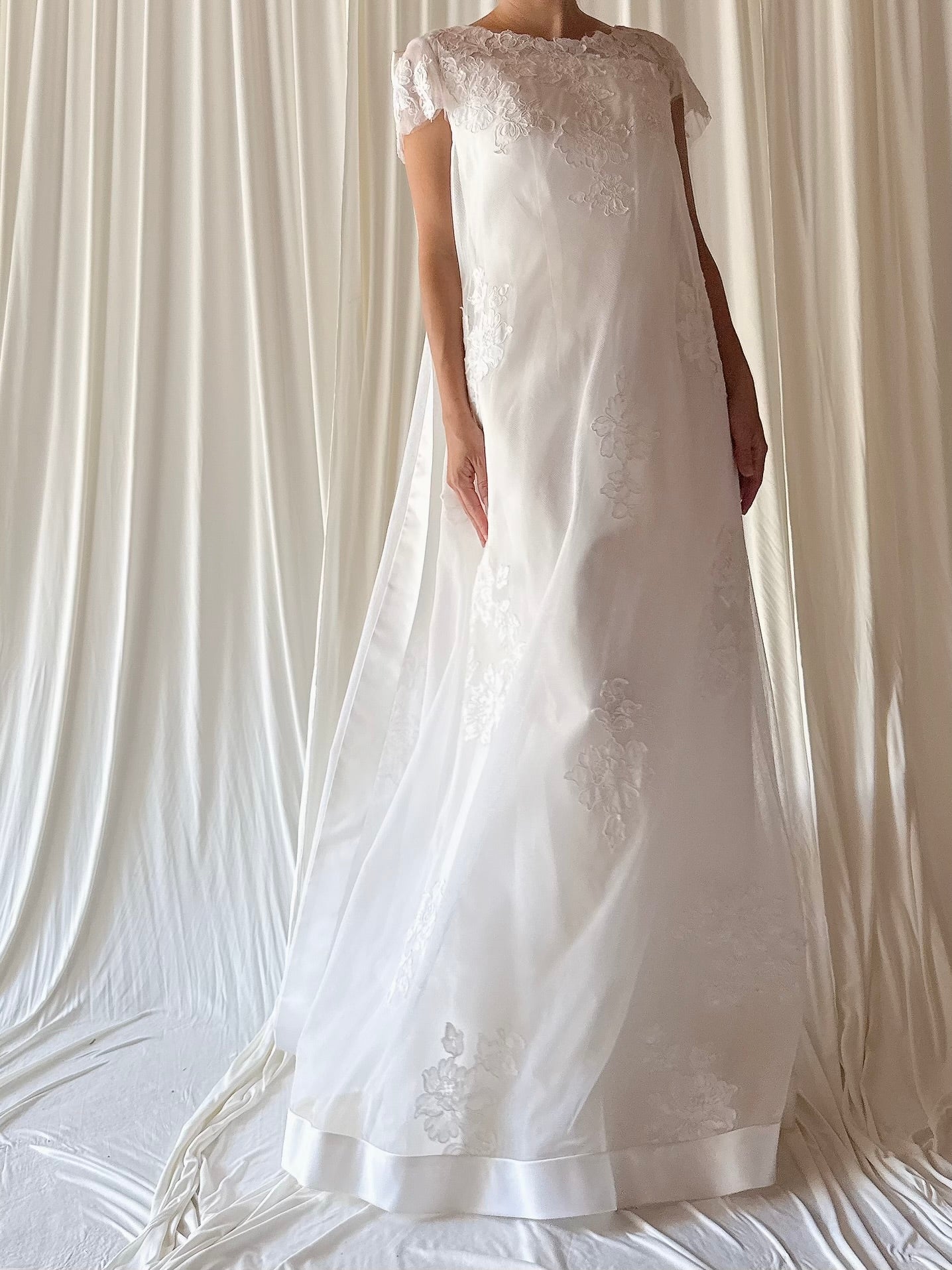 1960s Tulle and Lace Gown - S