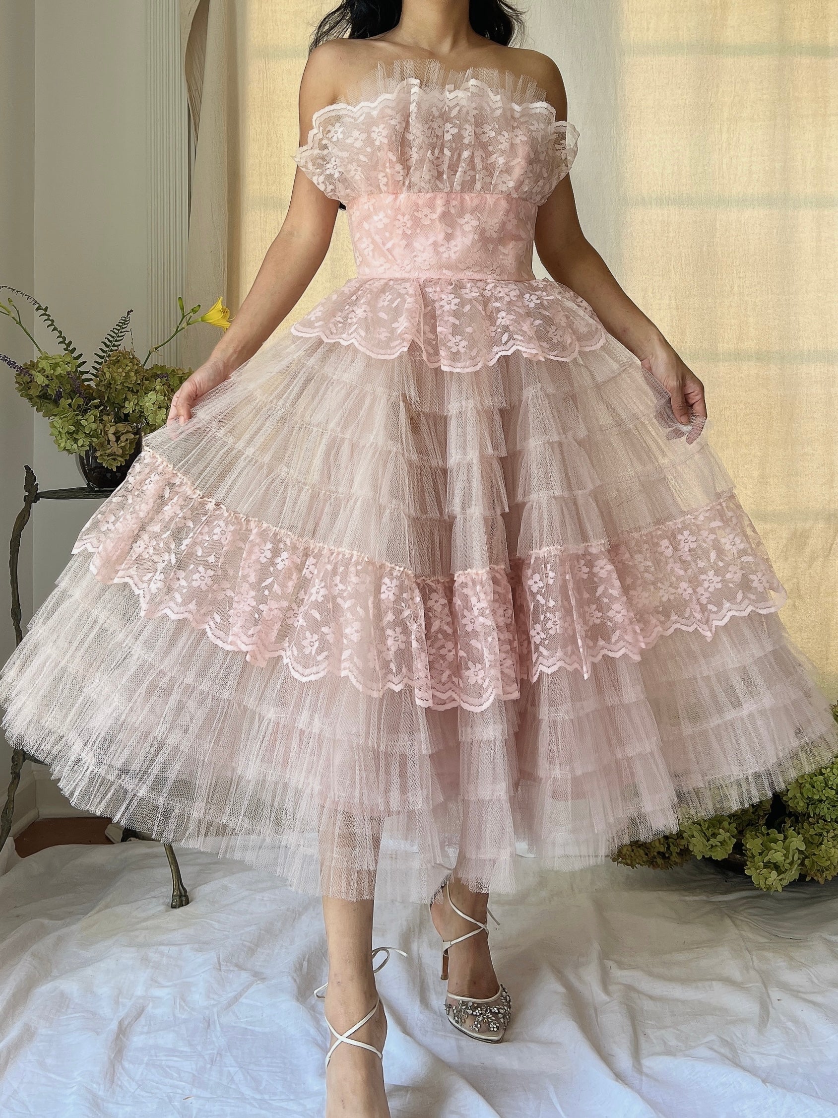 1950s Pink Tulle Dress - XS | G O S S A M E R 1950s Pink Tulle Dress - XS | G O S S A M E R