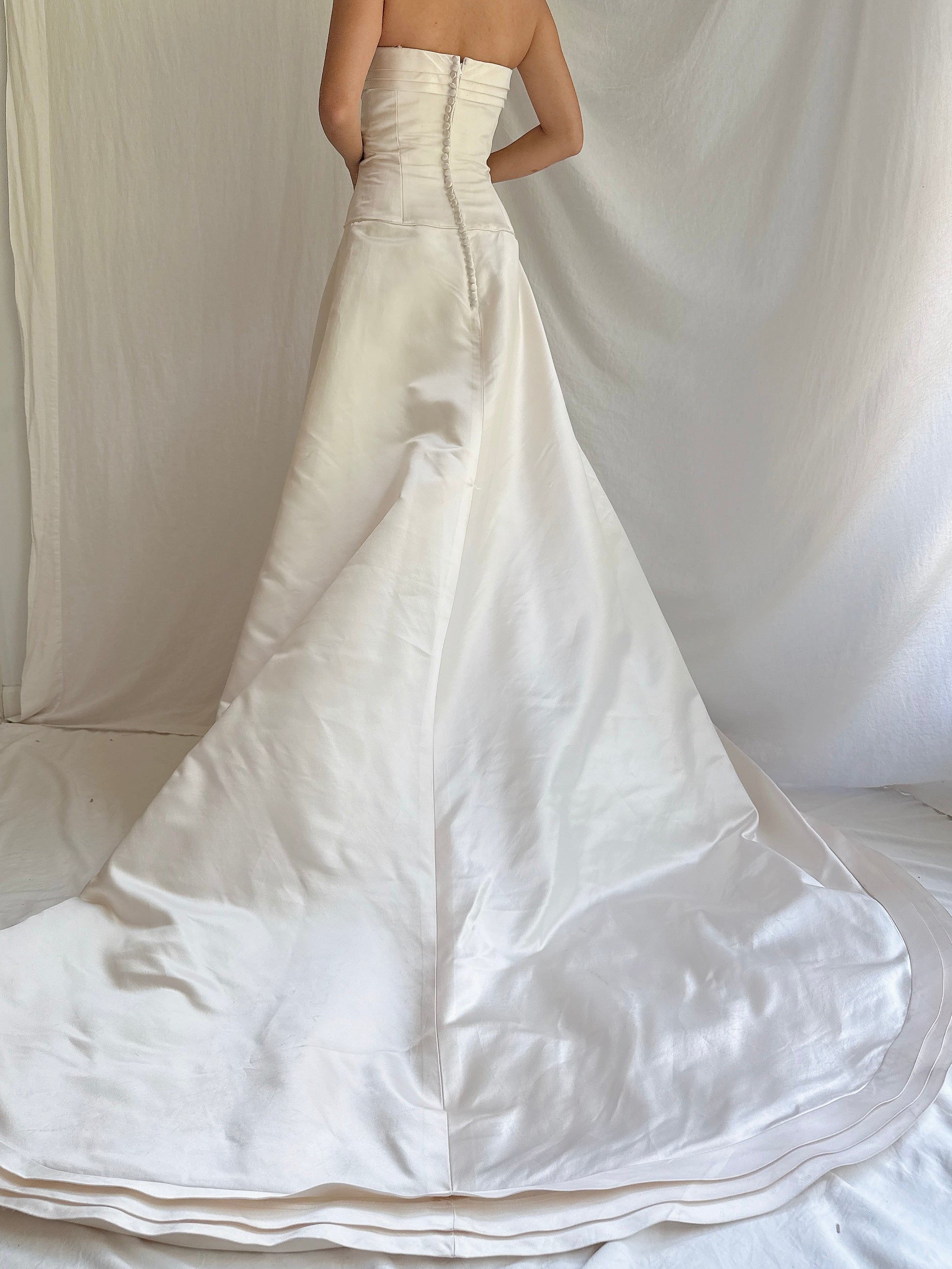 Vintage Silk Satin Strapless Gown - M