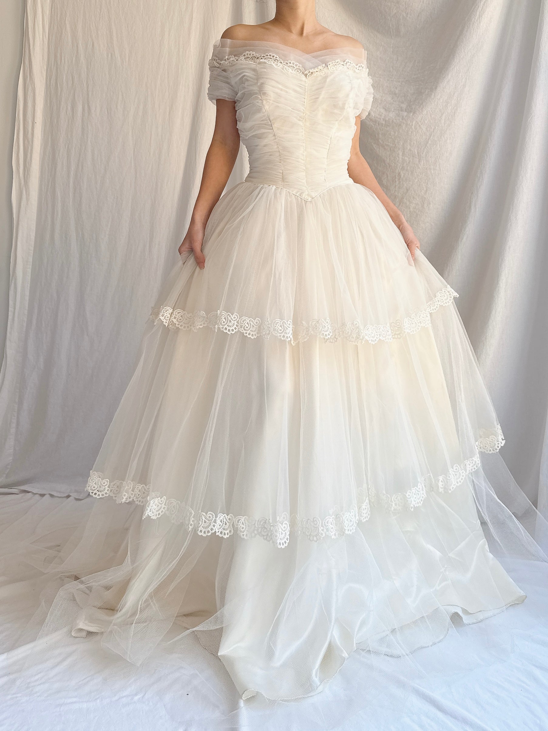 1950s Tiered Tulle Gown - XS/S