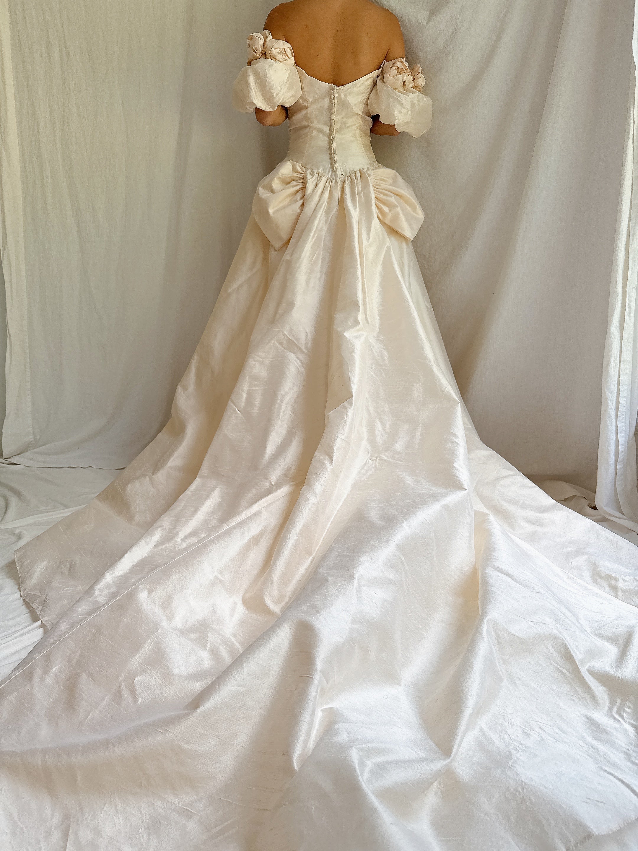Vintage Silk Rosette Gown - XS
