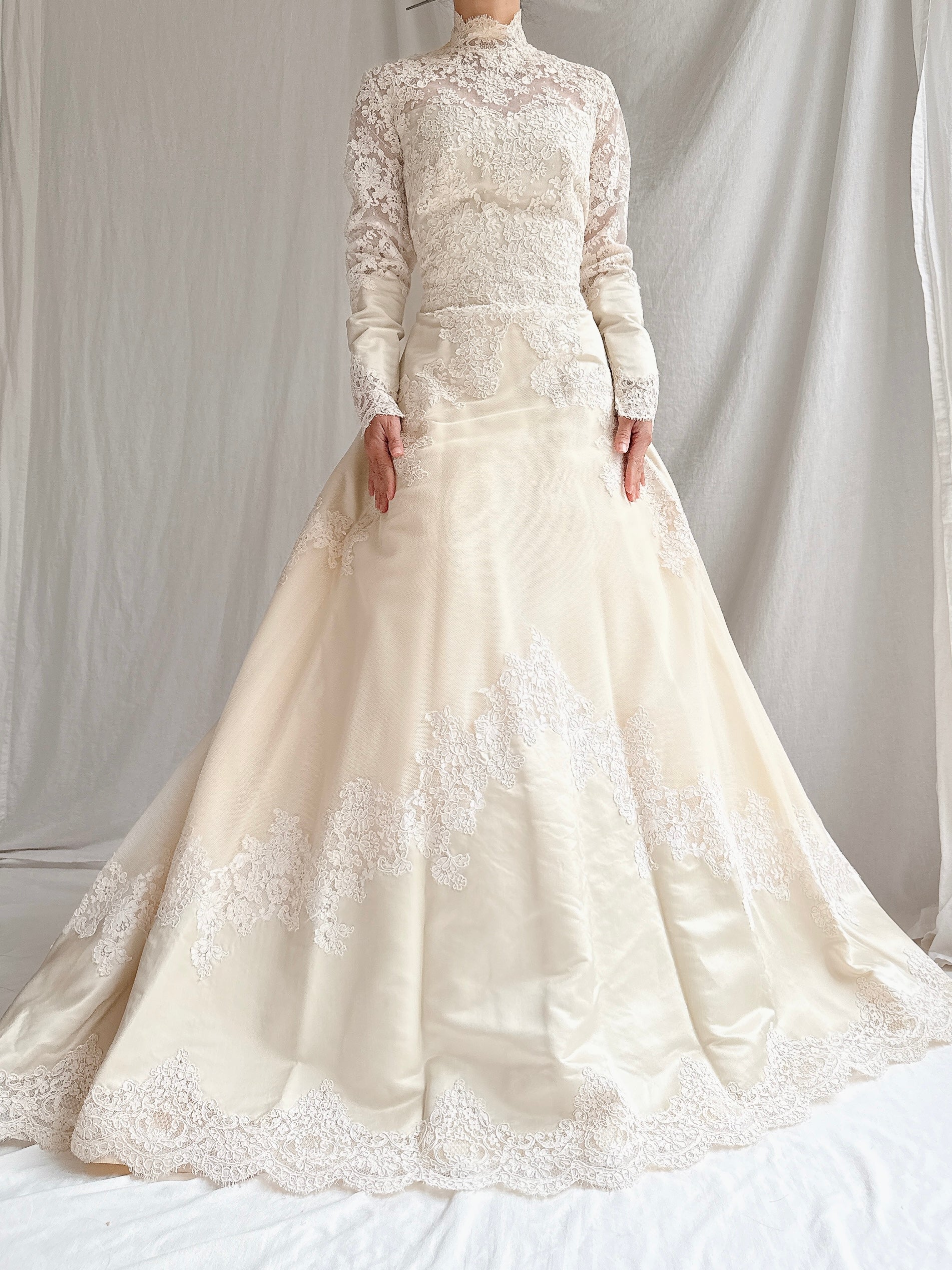 1960S Silk and Tulle Lace Gown - S