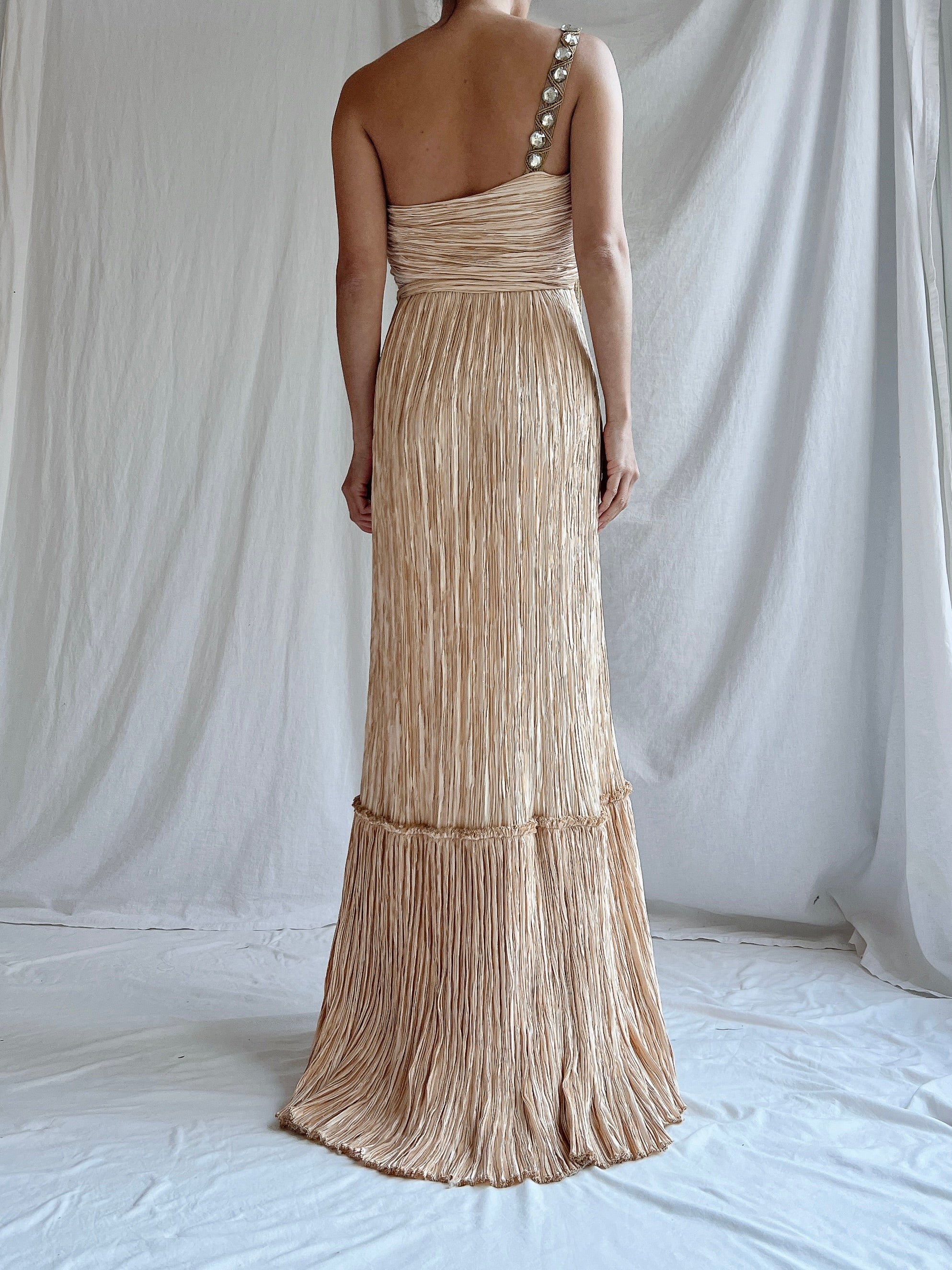 Vintage Mary McFadden Pleated Gown - M