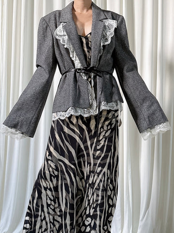 Vintage Jiki Wool/Rayon Gray Blazer - FR 44