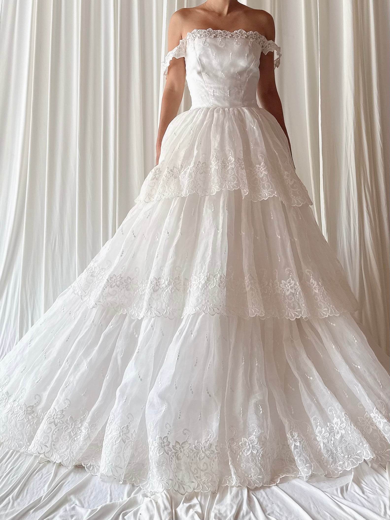 1950s Organdy Tulle Gown - XS/S