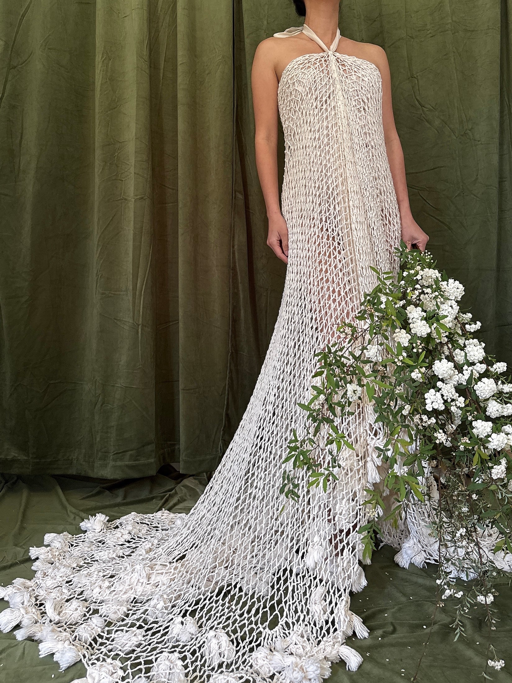 Vintage Handmade Knit Shawl Dress - OSFM