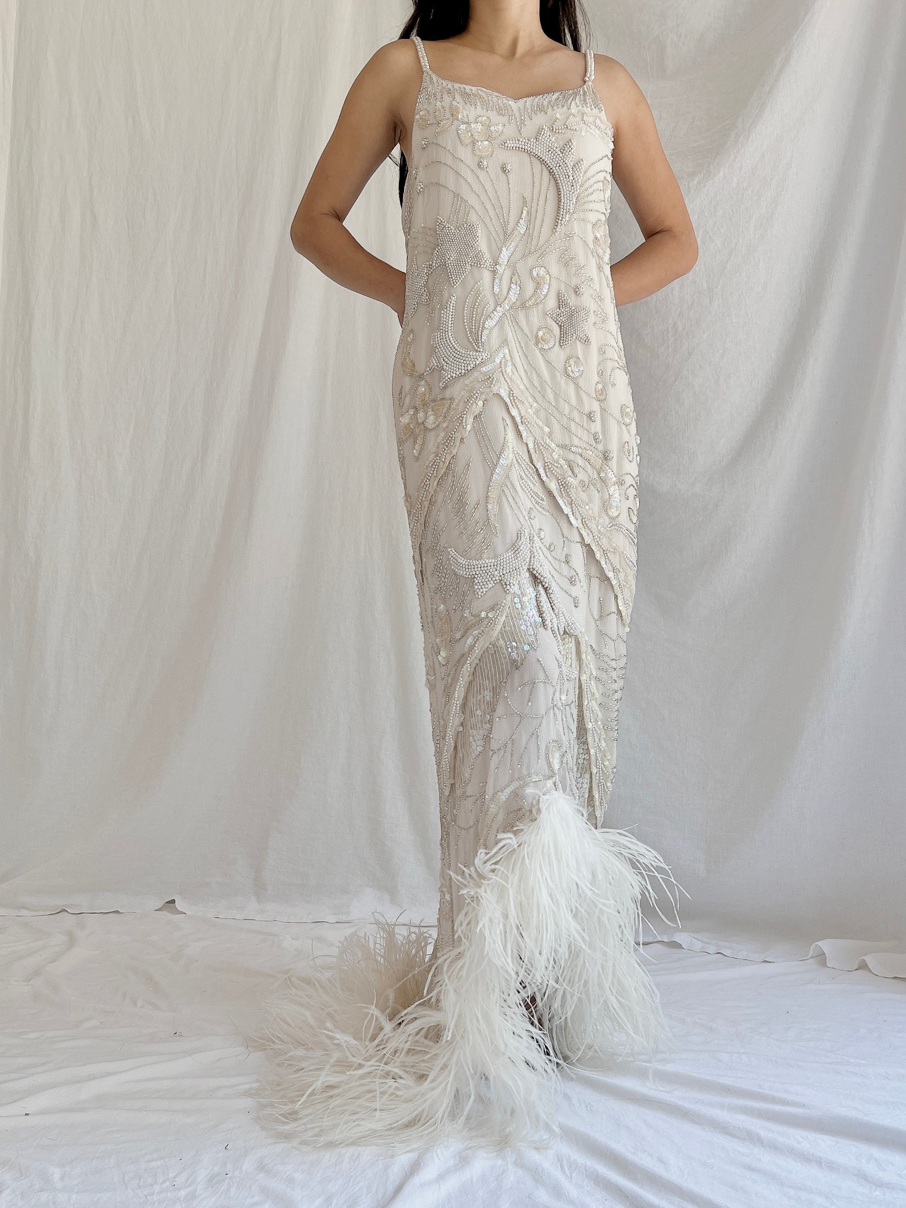 Vintage Silk Beaded Gown - M