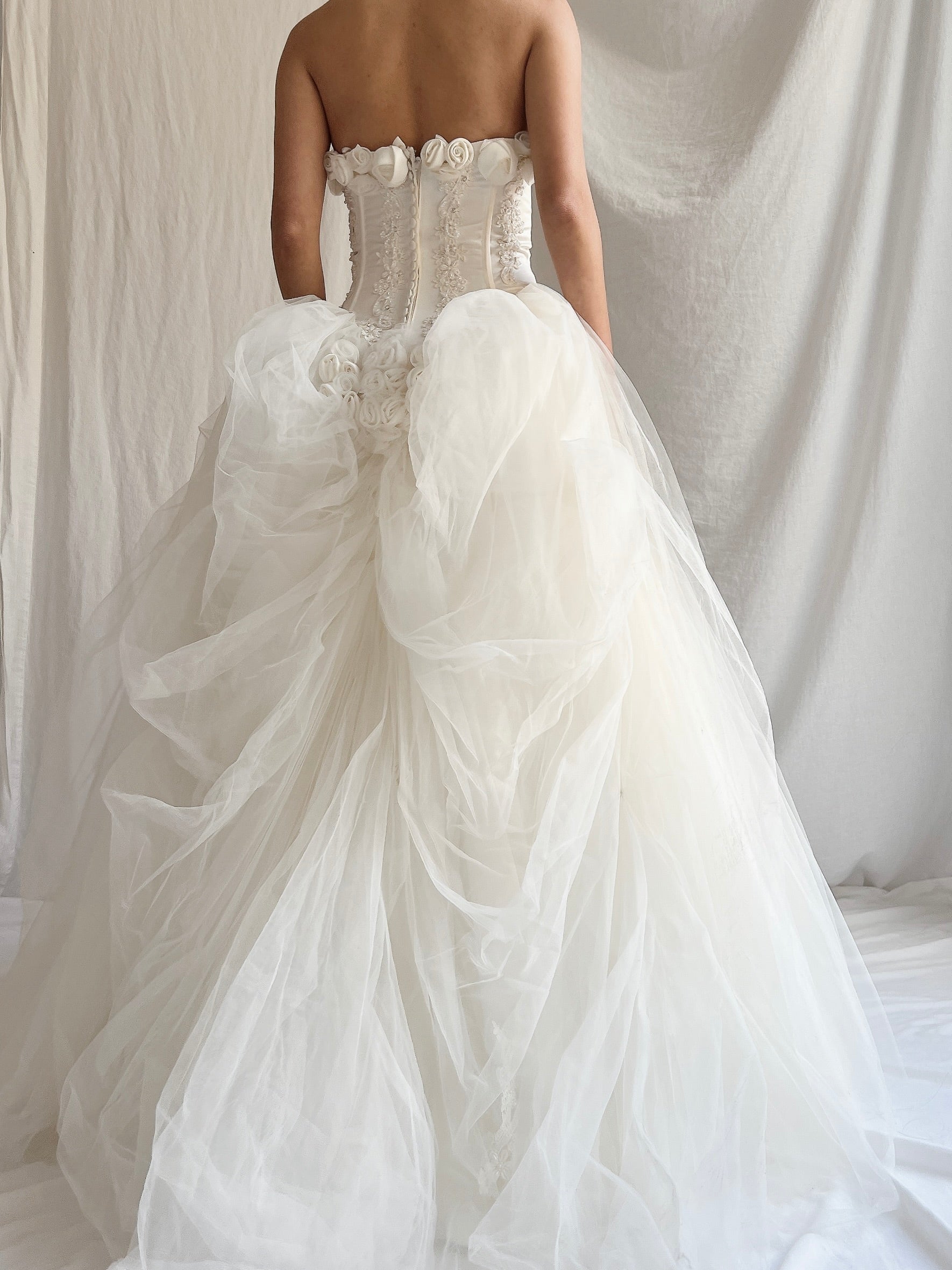 Vintage Strapless Tulle Gown - S