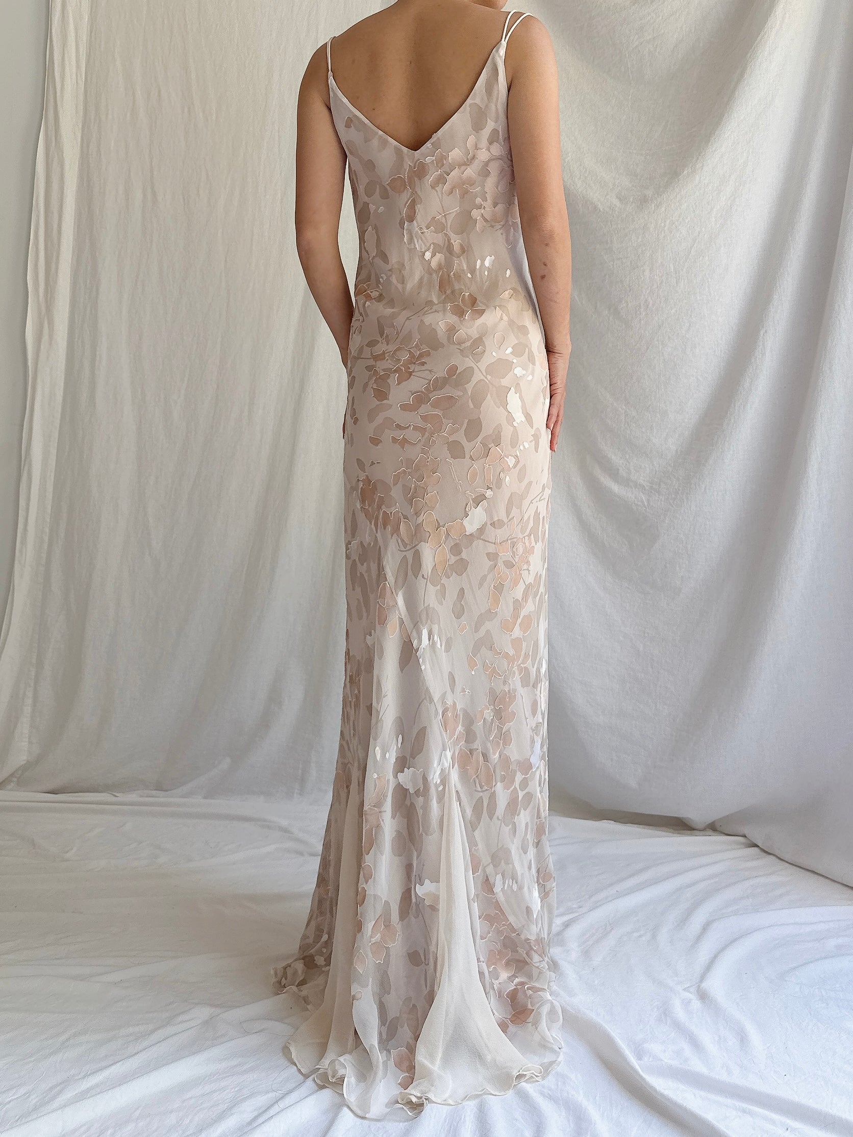 1990s Silk Devore Bias Cut Gown - M