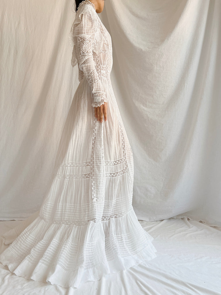 Victorian Silk/Cotton Lawn Dress - XS