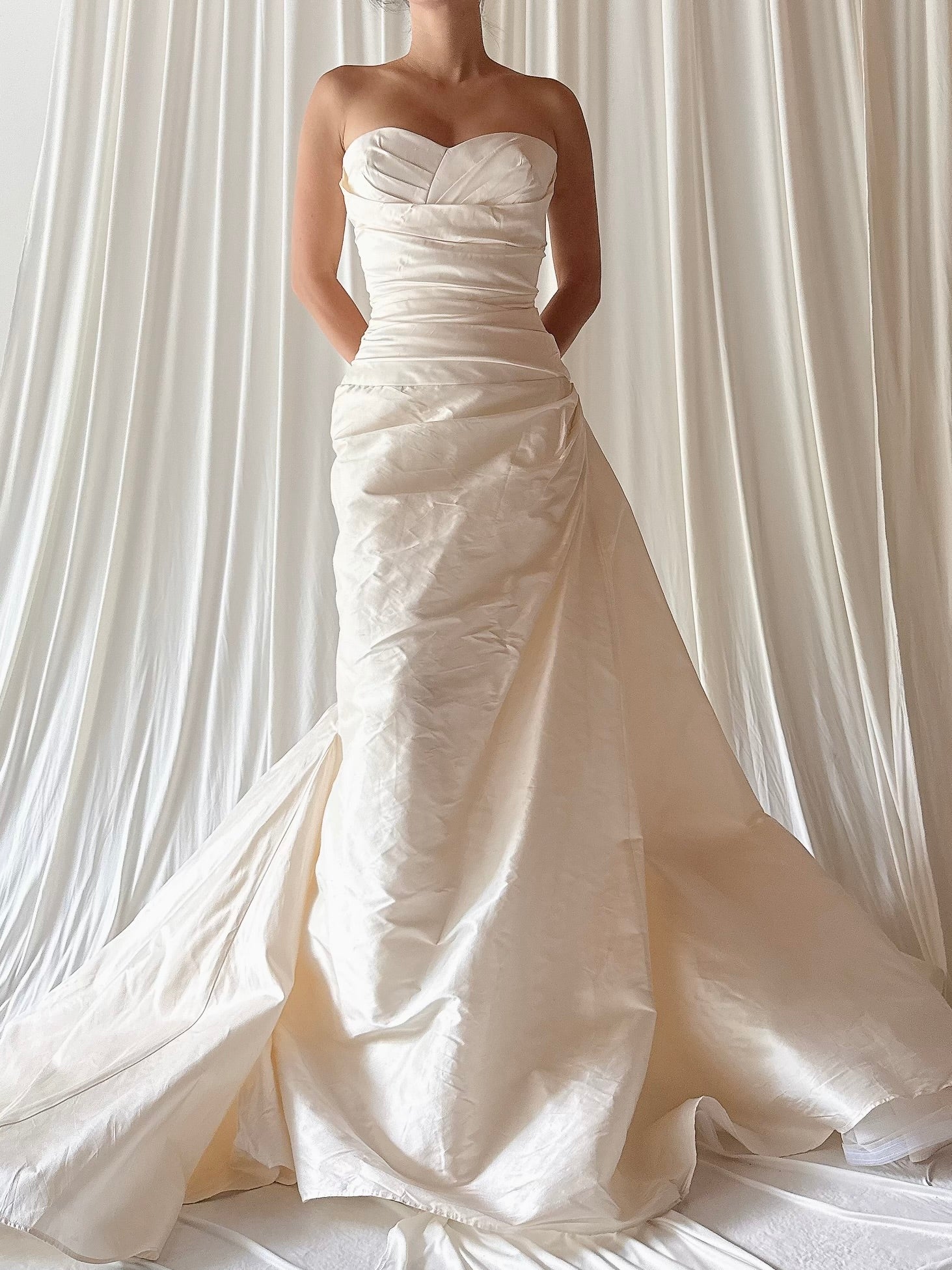 00 Pronovias Silk Draped Gown - Size 2