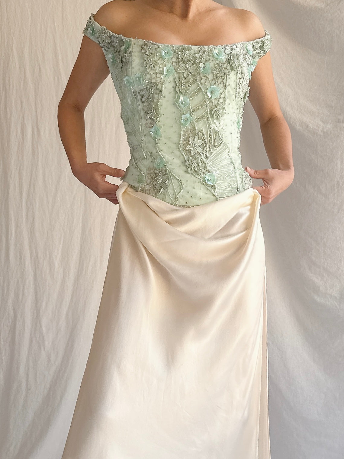 Vintage Bellville Sassoon Seafoam Embelished Top - M/8