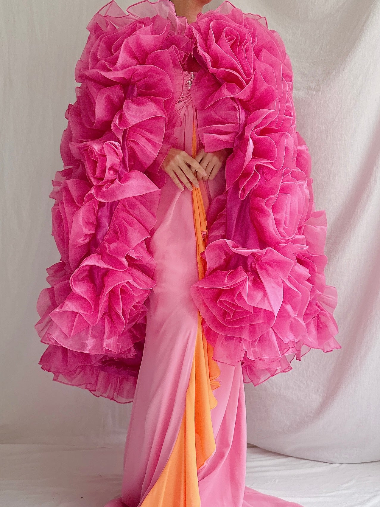 Vintage Rosette Organza Cape - OSFM