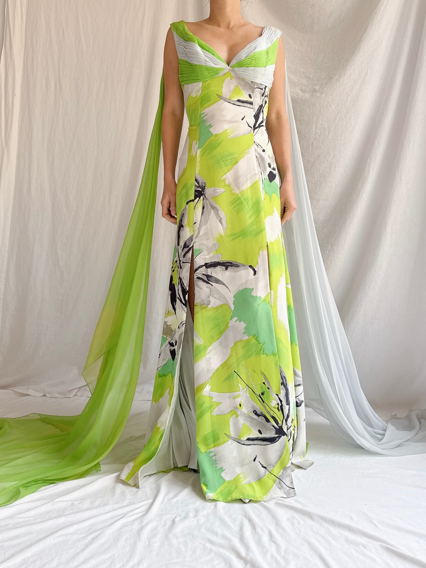 Vintage Thierry Huet Silk Abstract Gown - S