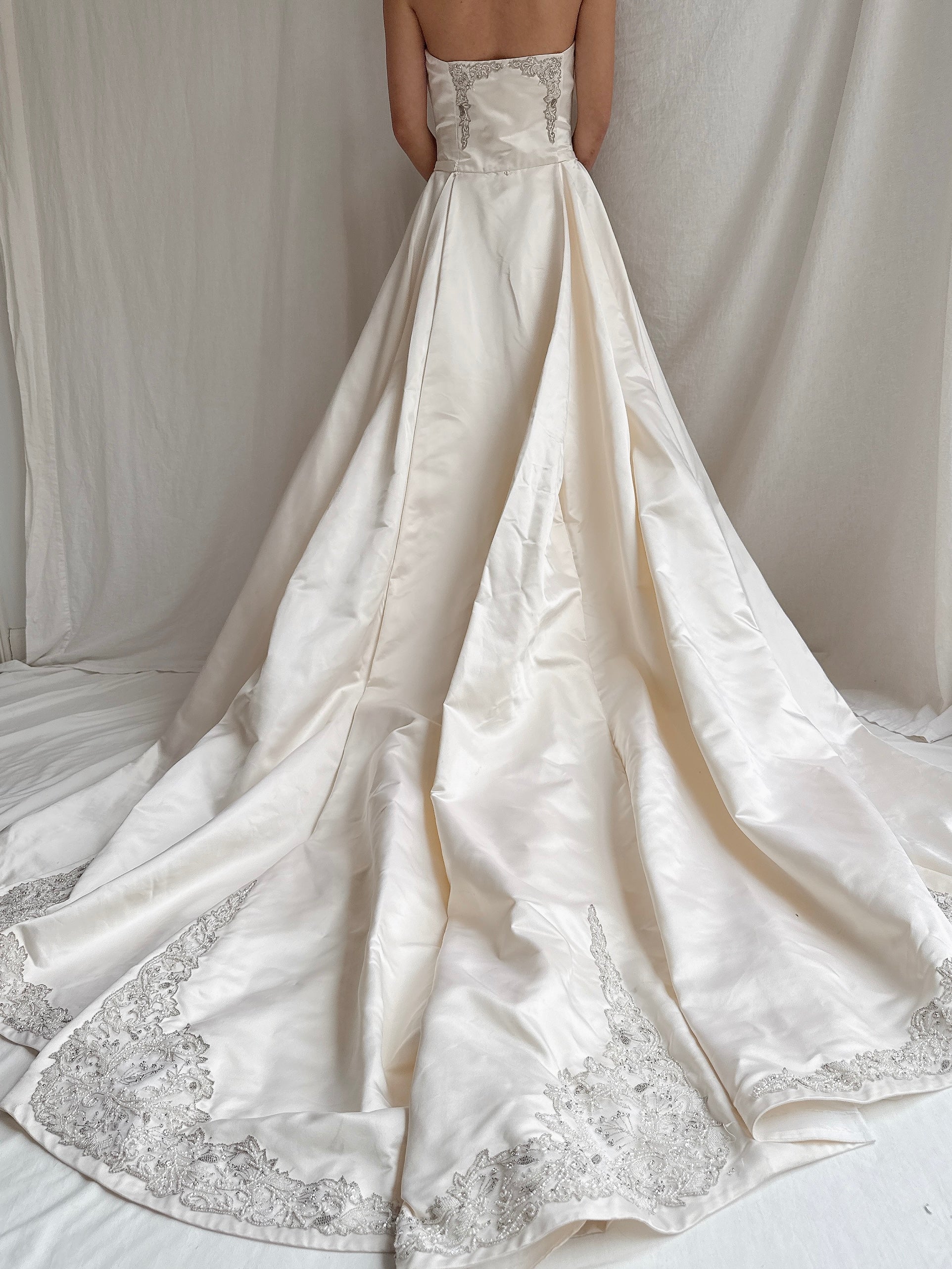 Vintage Strapless Silk Gown - S