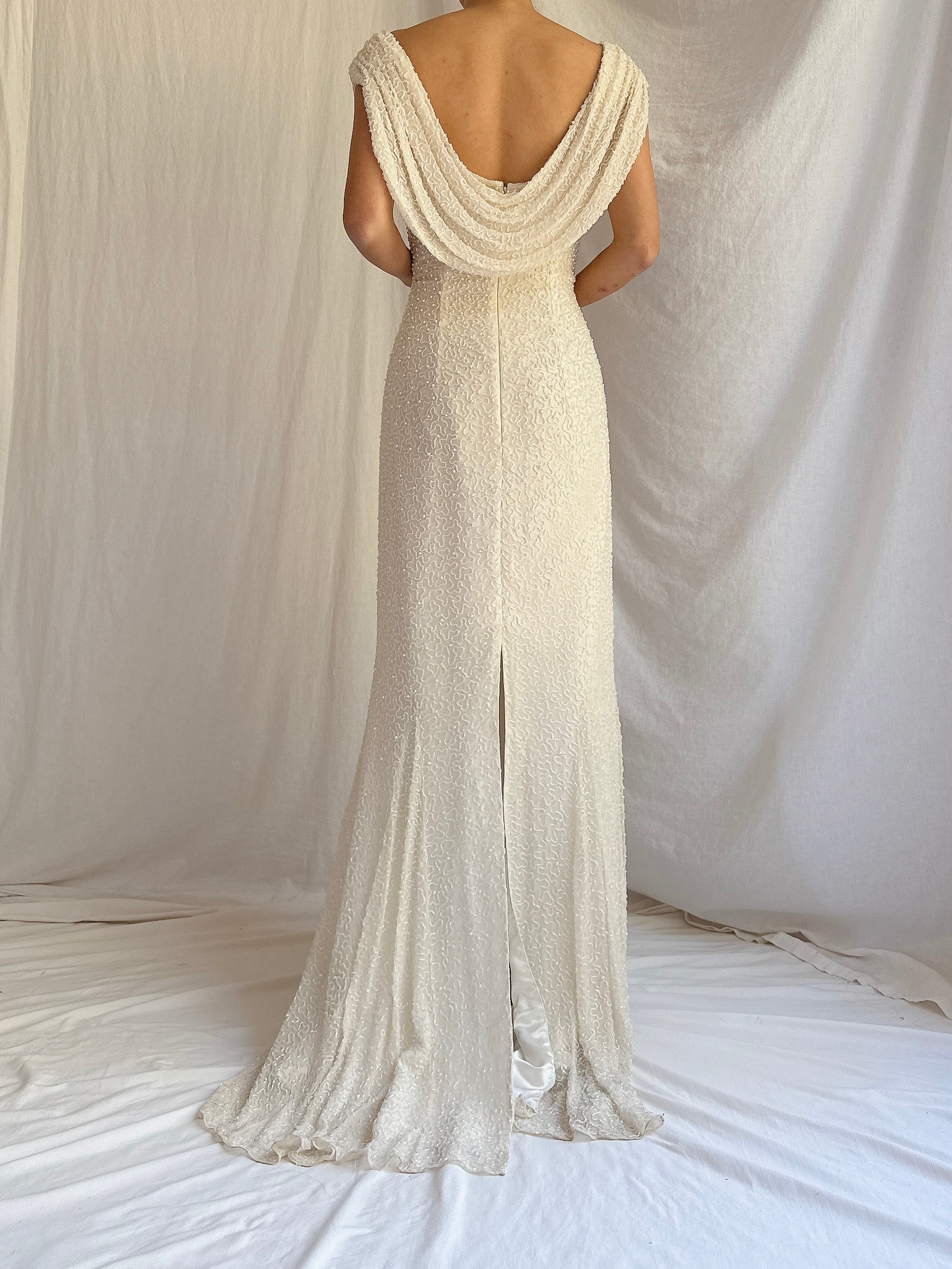 Vintage Silk Beaded Gown - S