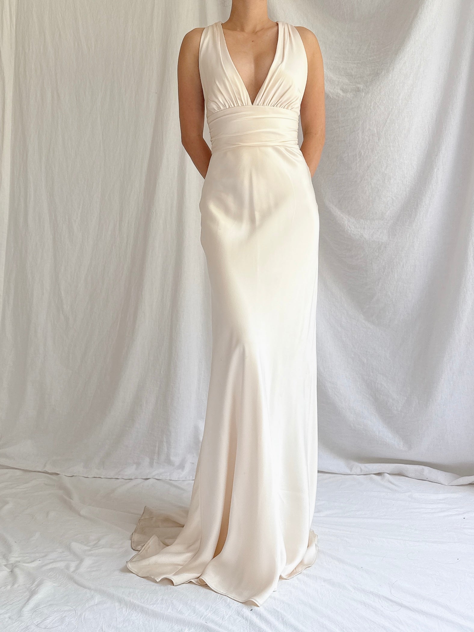 Vintage Silk Plunging Gown - XS/2