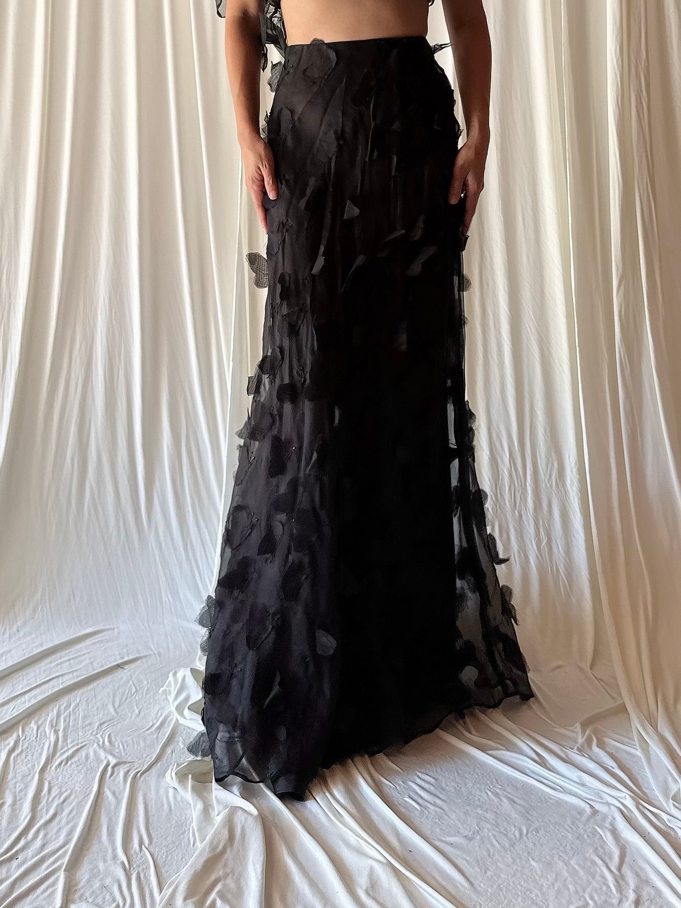 Vintage Petrovich and Robinson Silk Organza 3D Butterfly Skirt