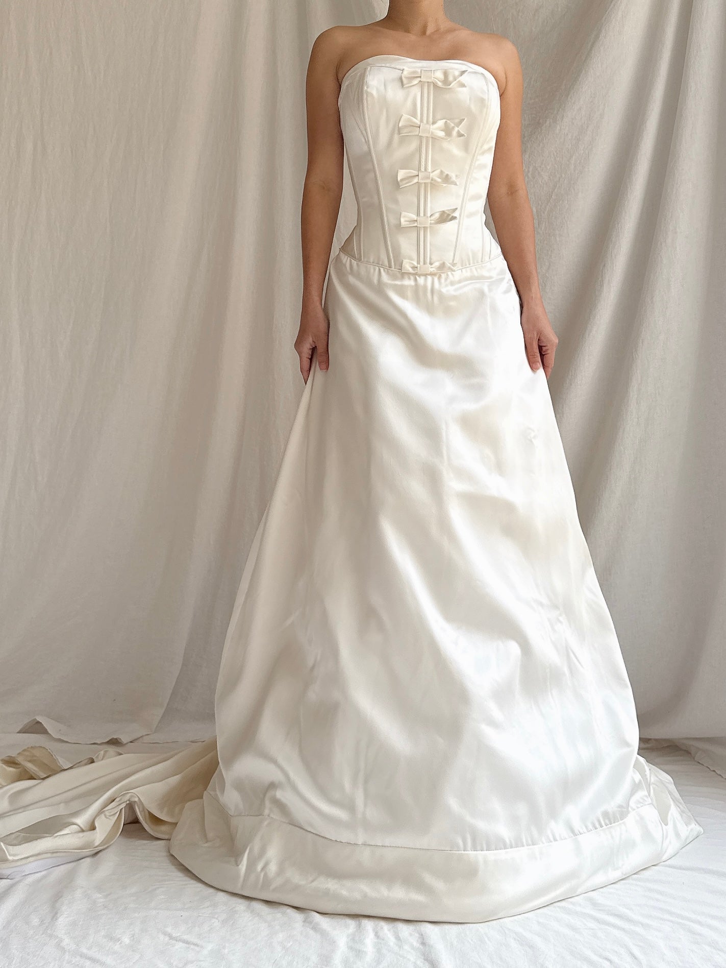 Vintage Randy Fenoli Silk and Satin Strapless Dress - M