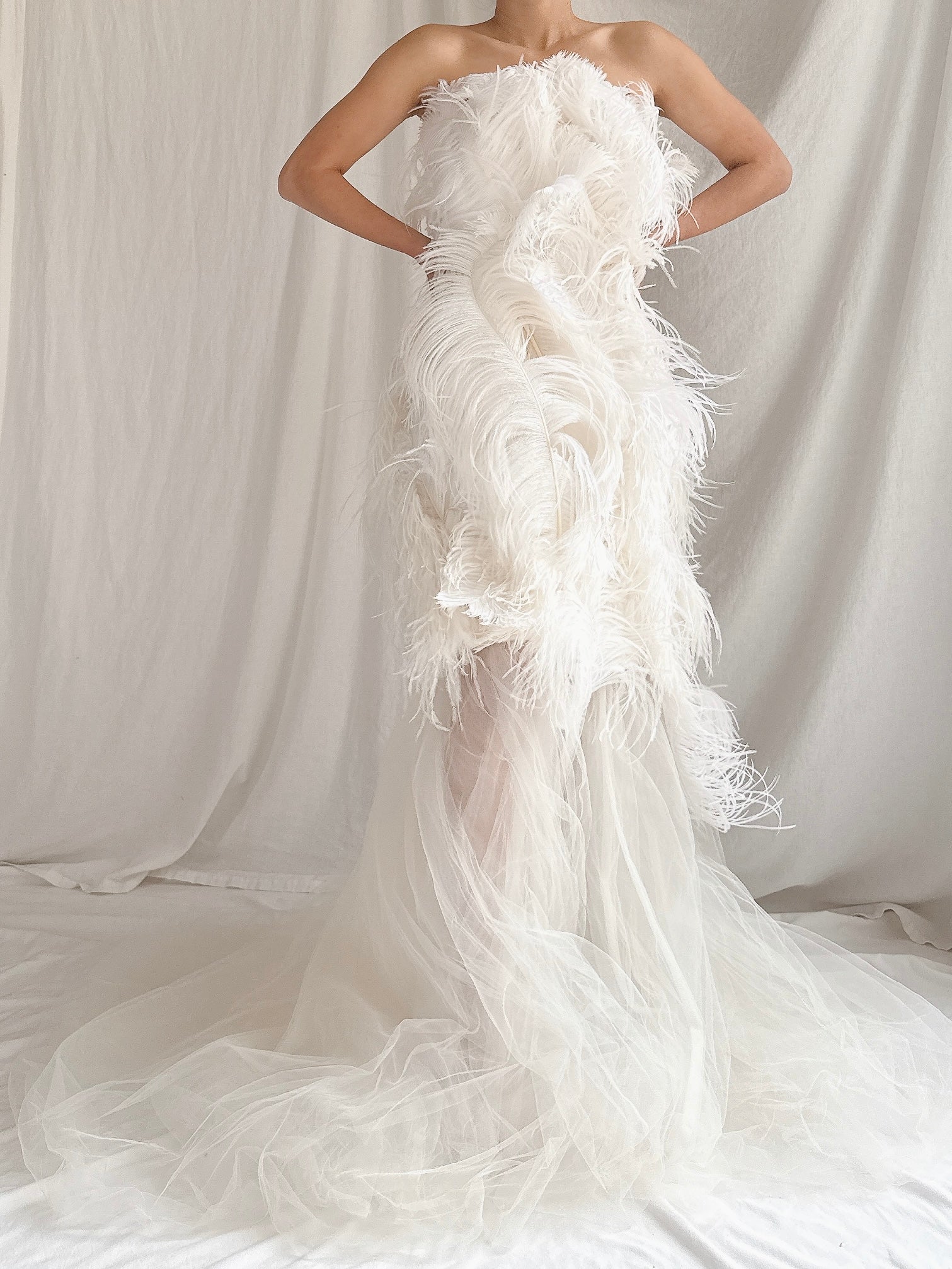 RESERVED Vintage 2-Piece Liancarlo Couture Feather Gown - S/6