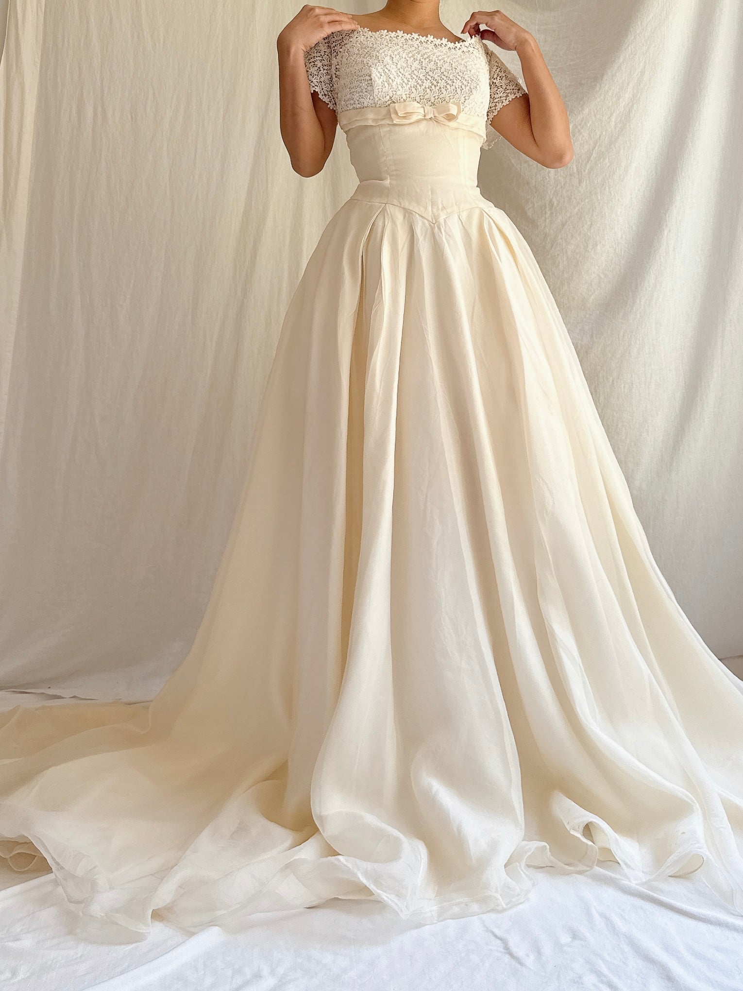 1950s Silk Organza Bow Dress - XS/S