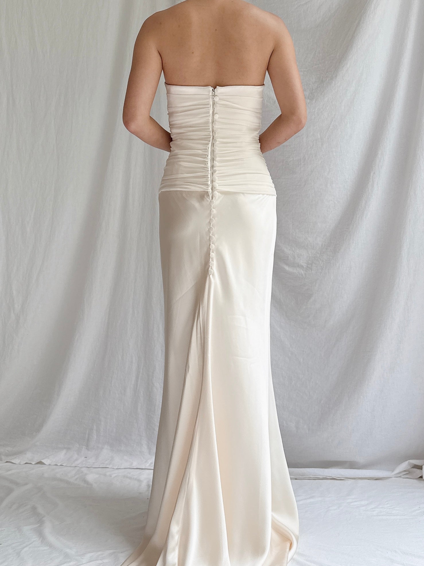 1990s Le Spose di Gio Silk Strapless Bustier Gown -