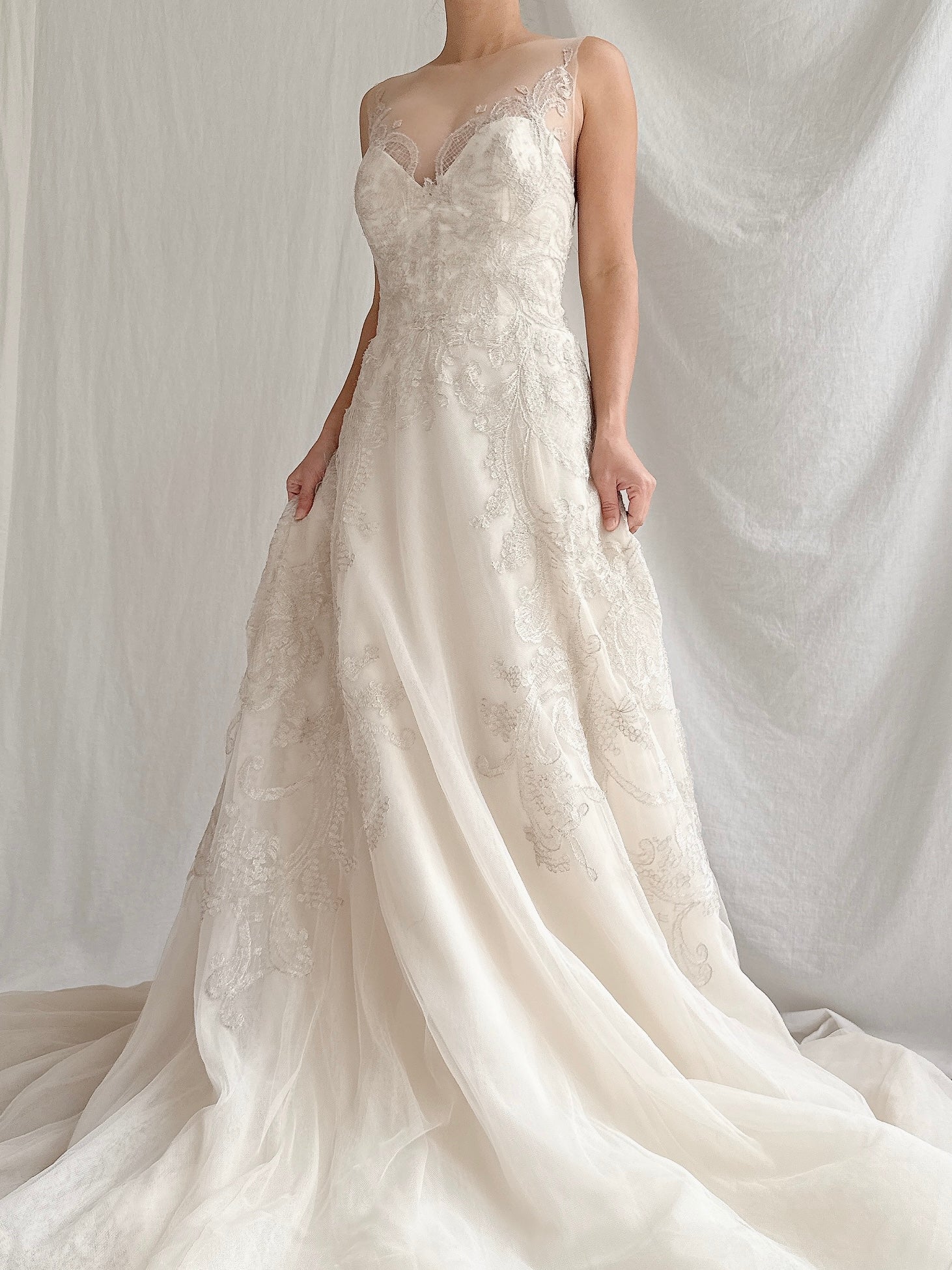 Liancarlo Couture Tulle Metallic Lace Gown - M/6