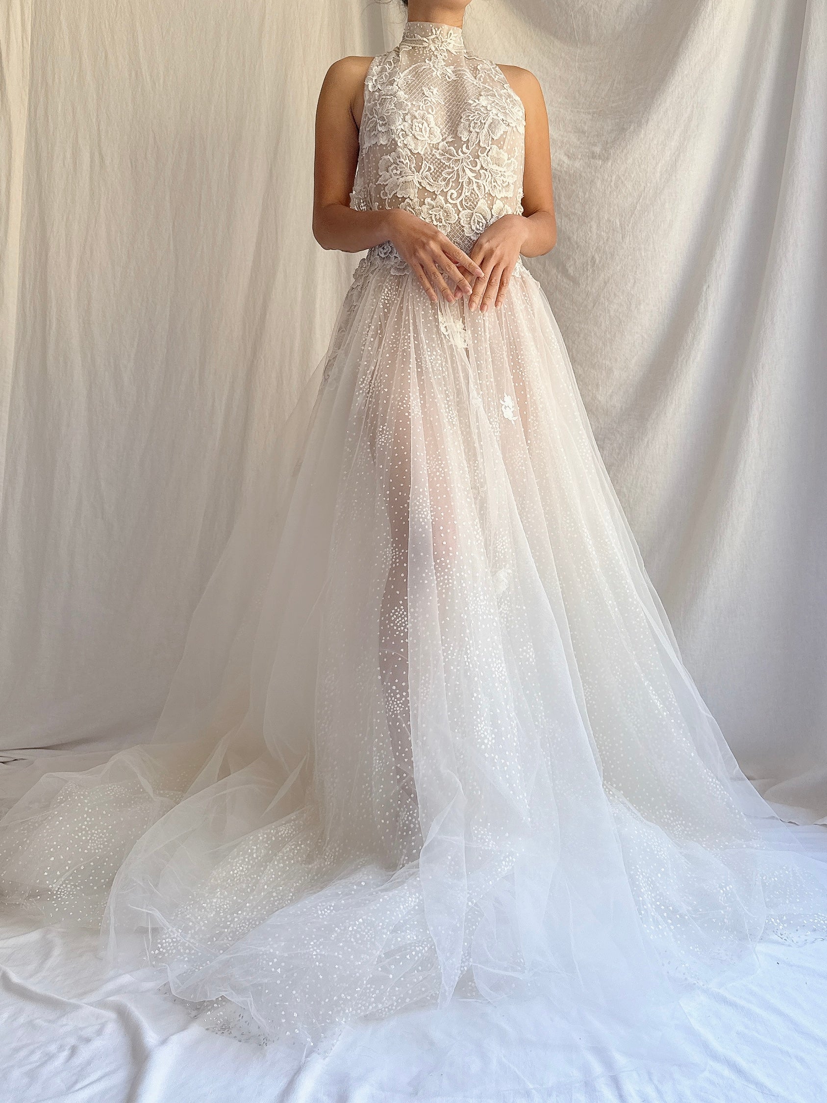 00 Sheer Halter Dress - S