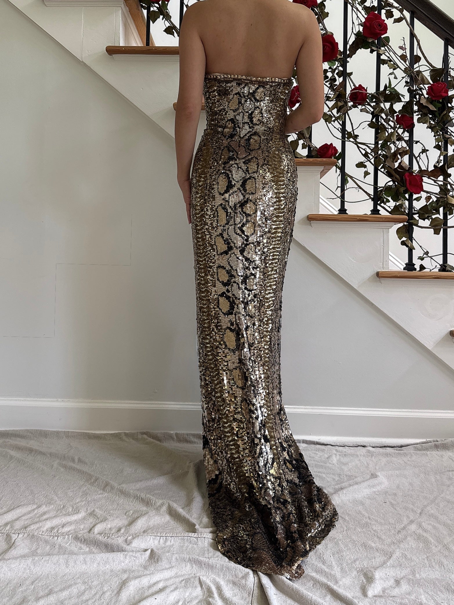 Vintage Gai Mattiolo Silk Sequin Python Dress - IT48/L