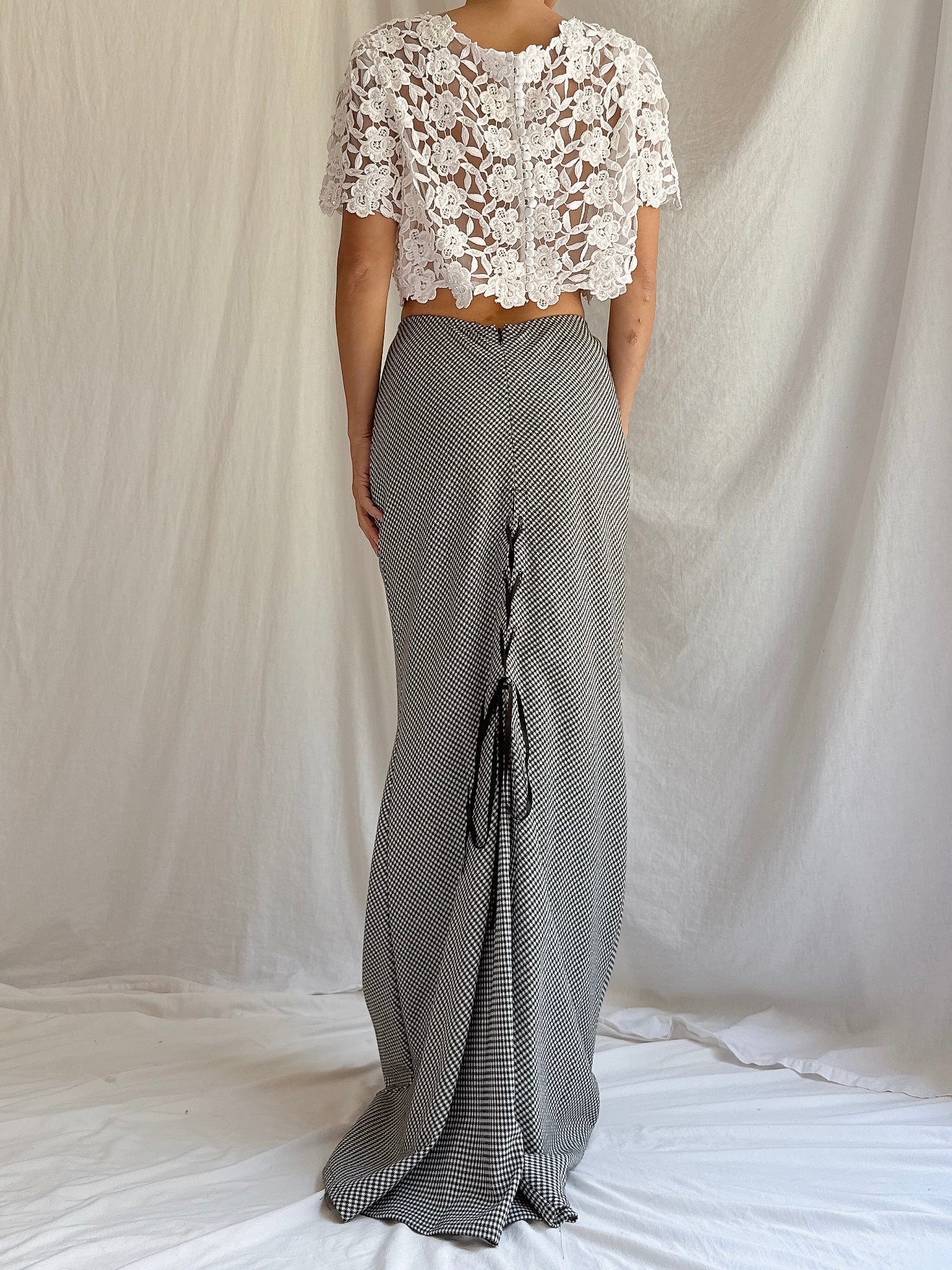Vintage Kyoko Higa Japan Houndstooth Skirt & Top - FR 40